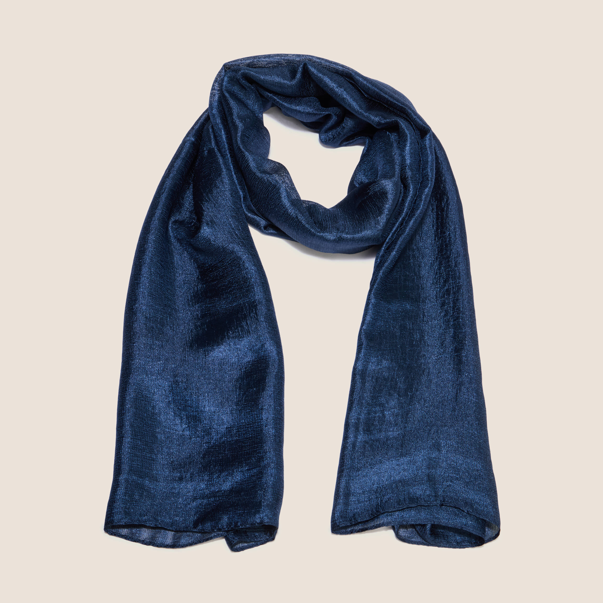 Foulard effet satin bleu marine femme