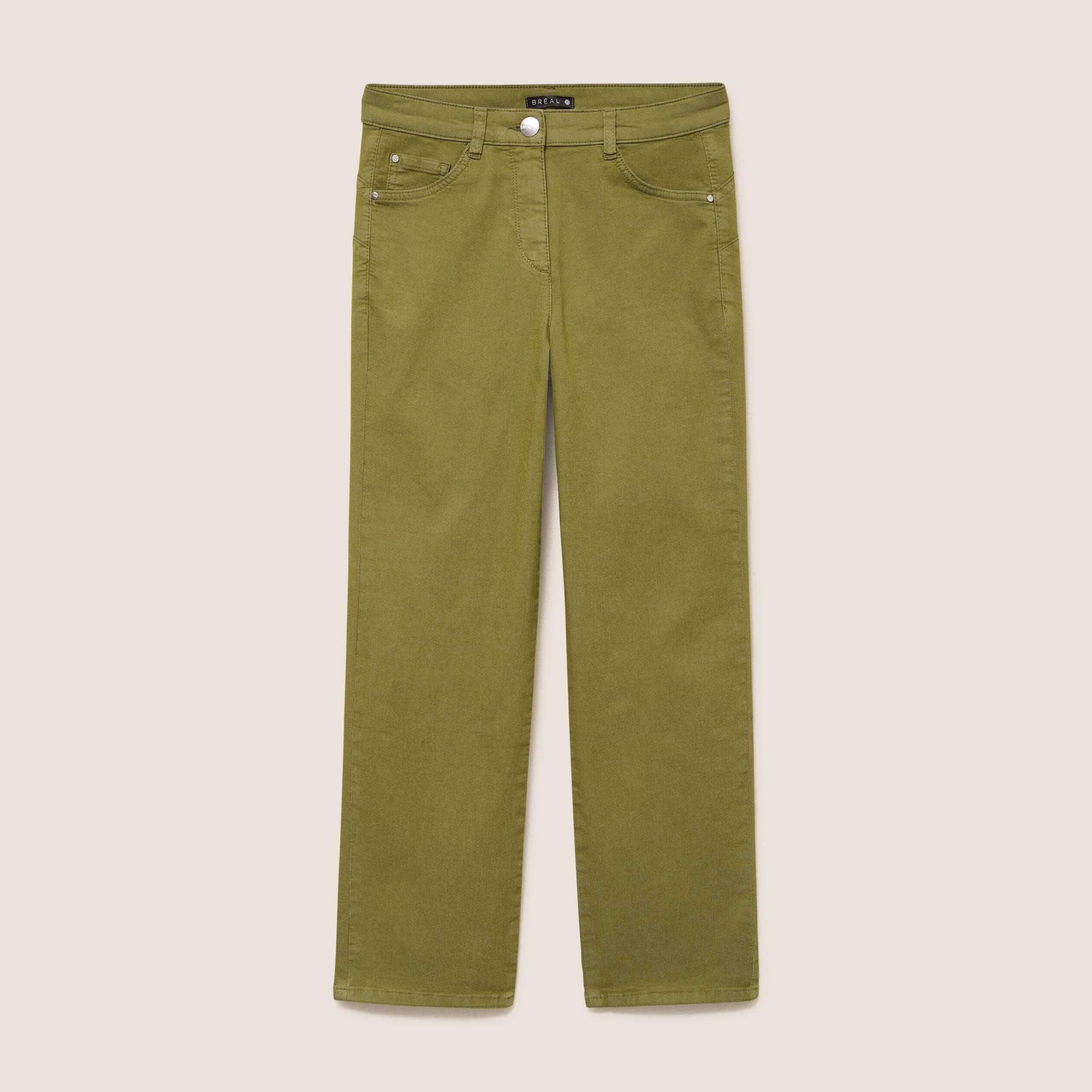 Pantalon magique Le L&eacute;ger coupe droite vert kaki femme
