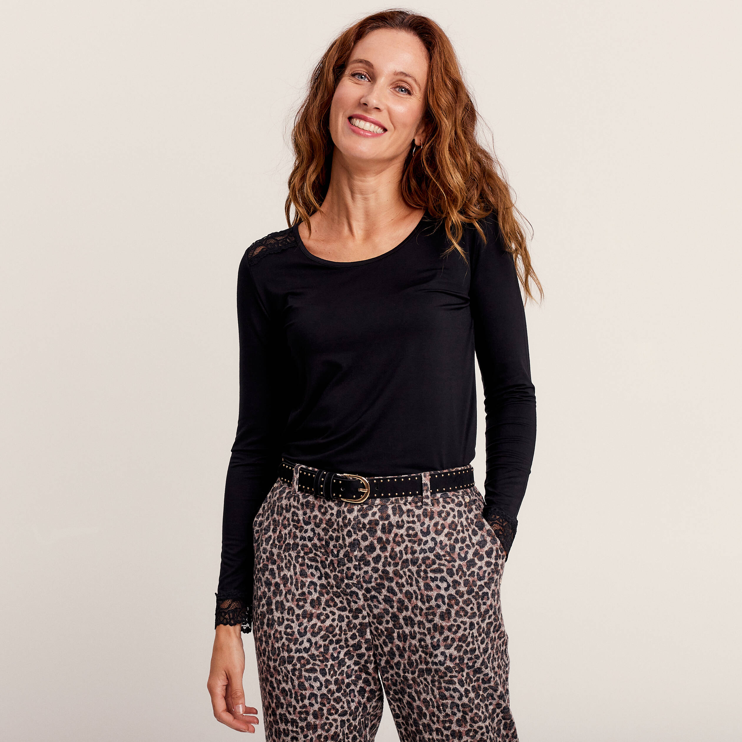 T-shirt manches longues thermo-douceur noir femme