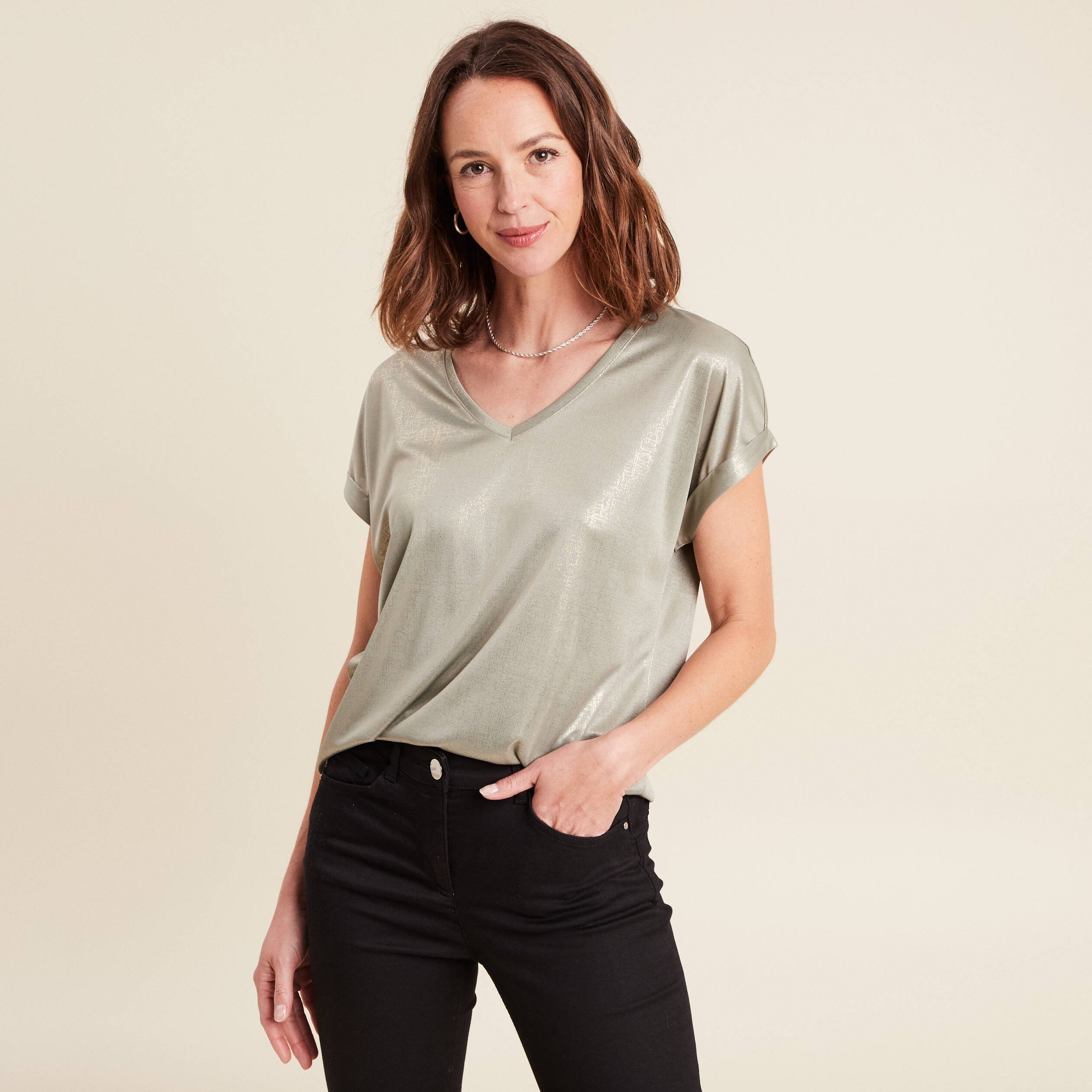 t shirt manches courtes vert clair femme T-shirt manches courtes vert clair femme
