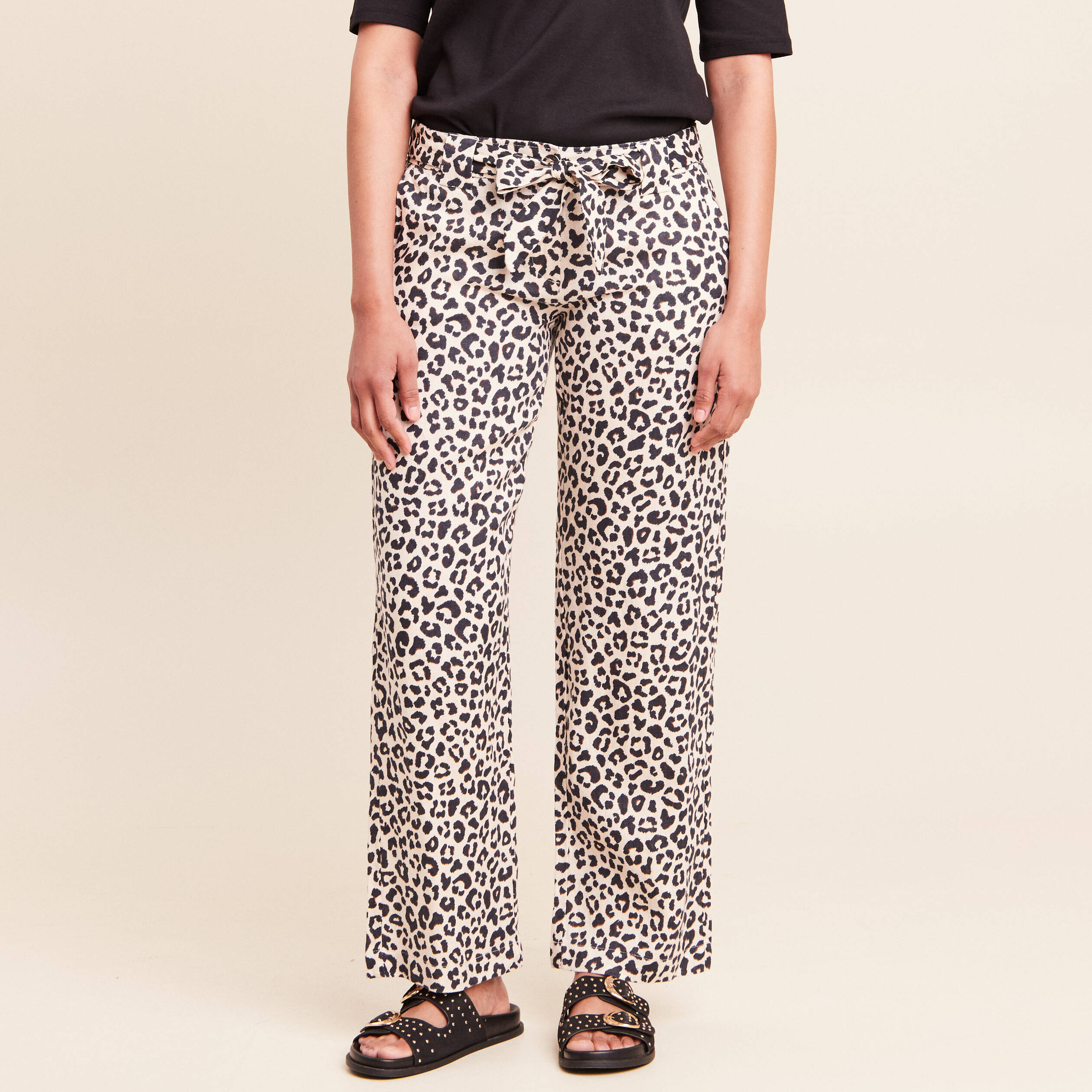 Pantalon large taille standard sable femme