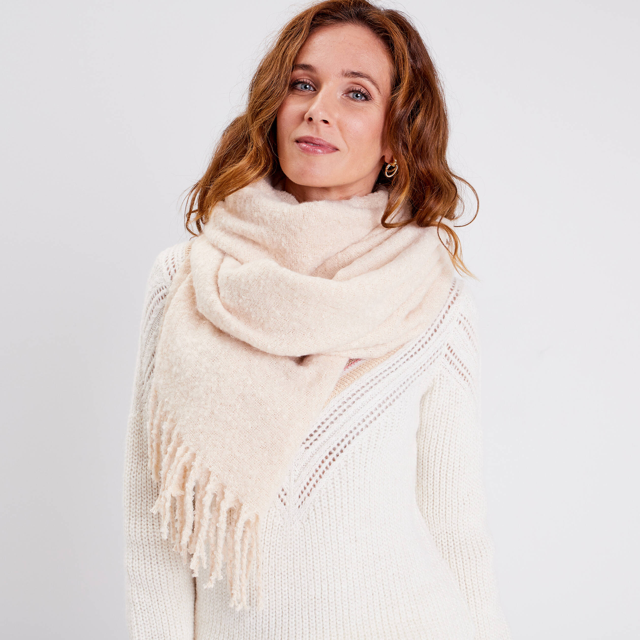 Écharpe à franges creme femme Bréal