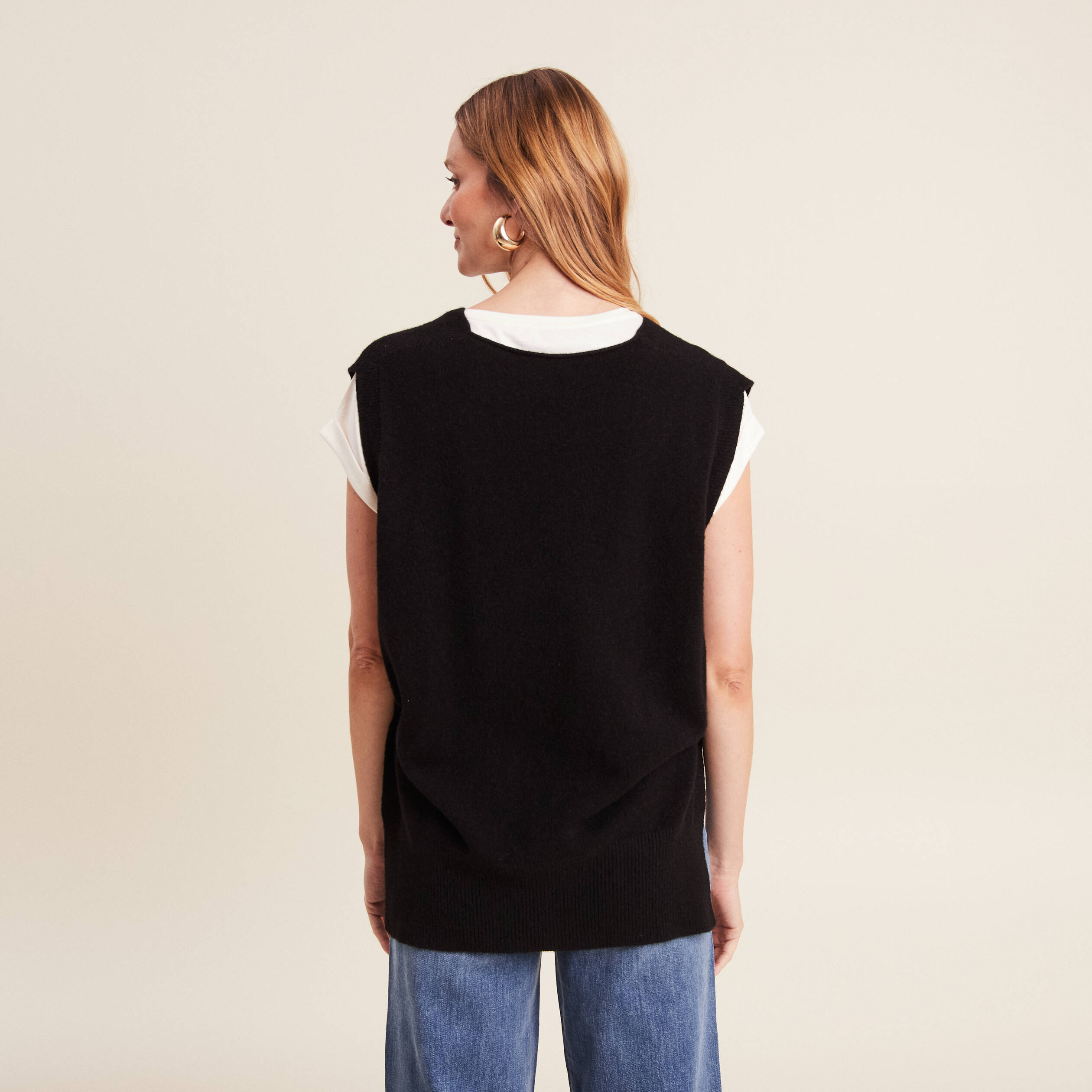 pull sans manches noir femme Pull sans manches noir femme