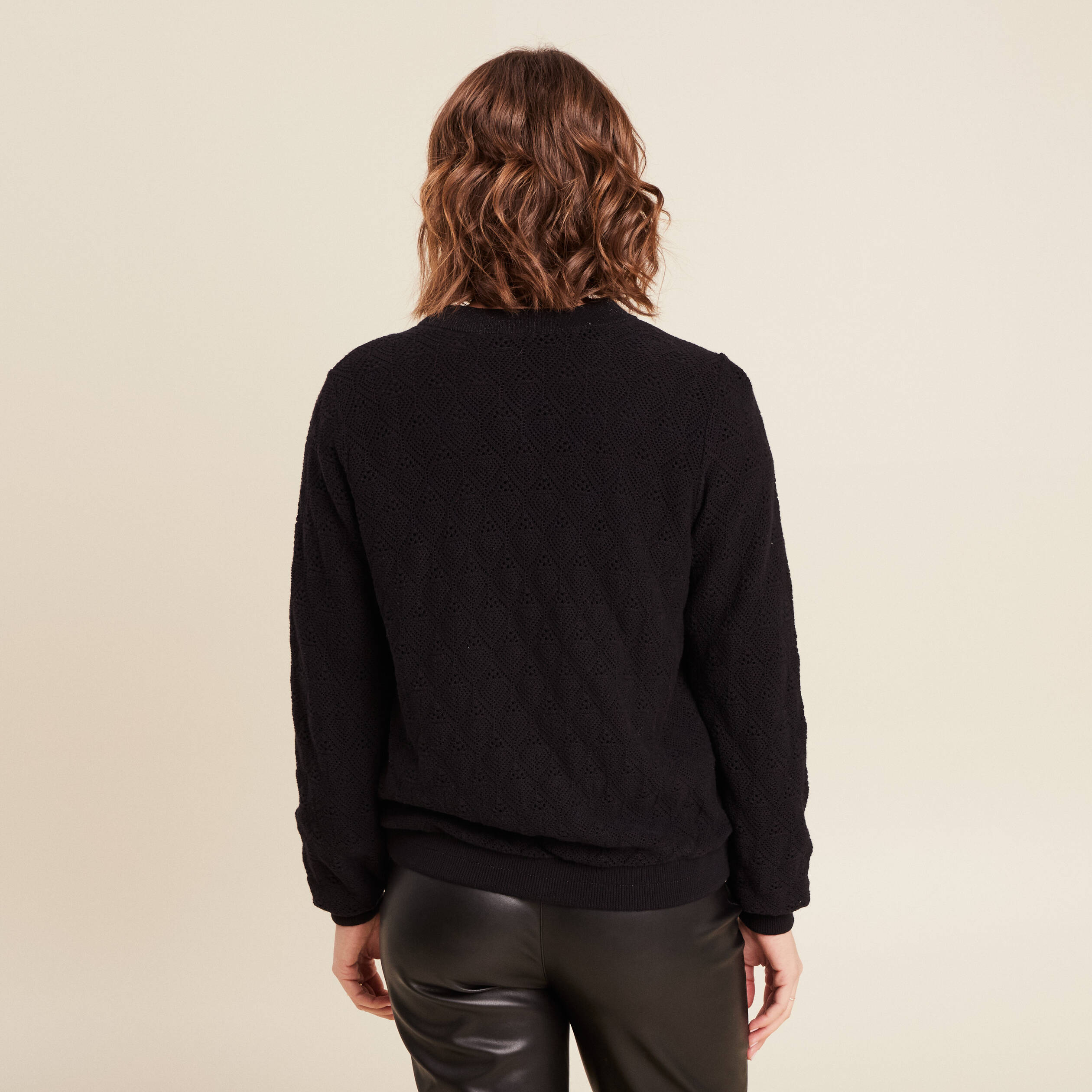 Gilet réversible ajouré noir femme