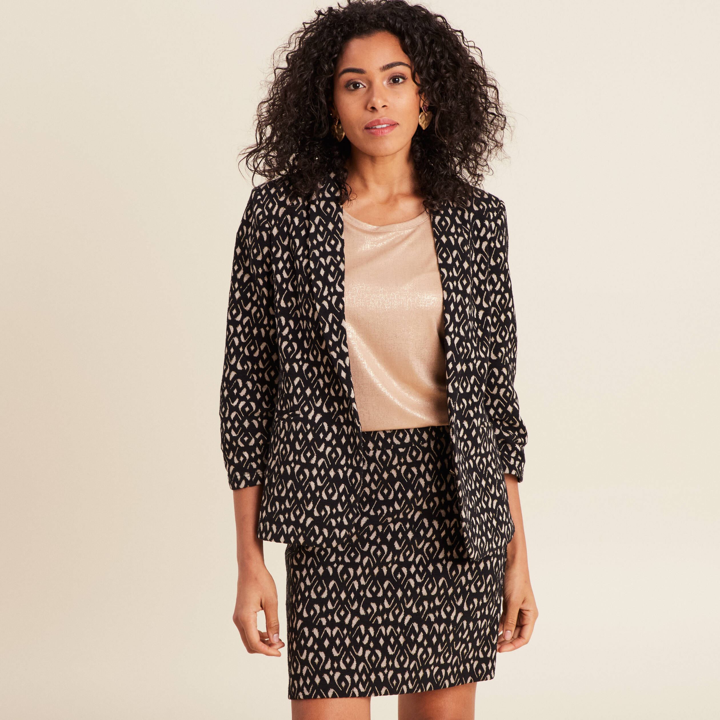 Veste tailleur cintrée noir femme
