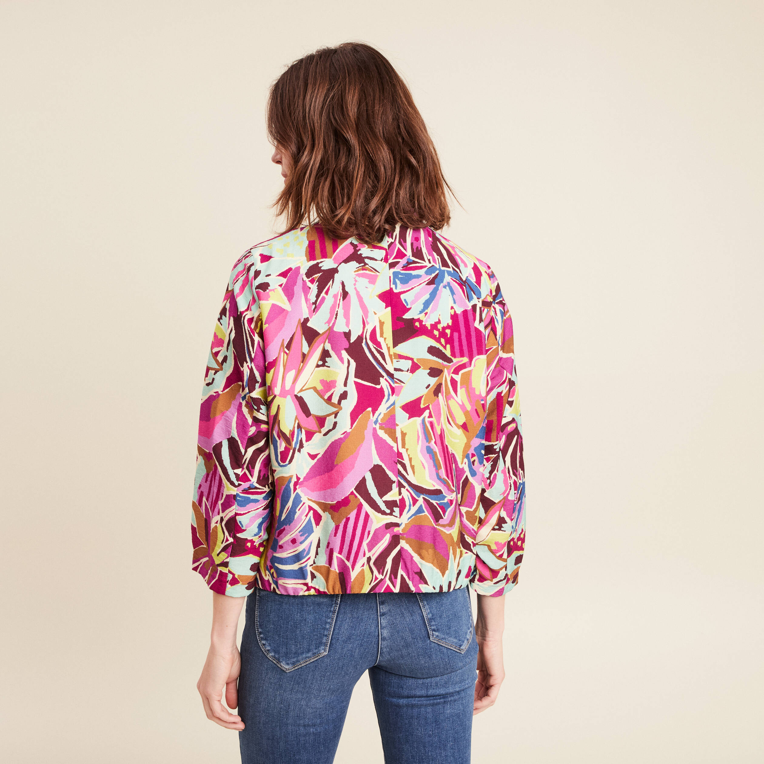 veste courte bas resserré doublée mauve femme
