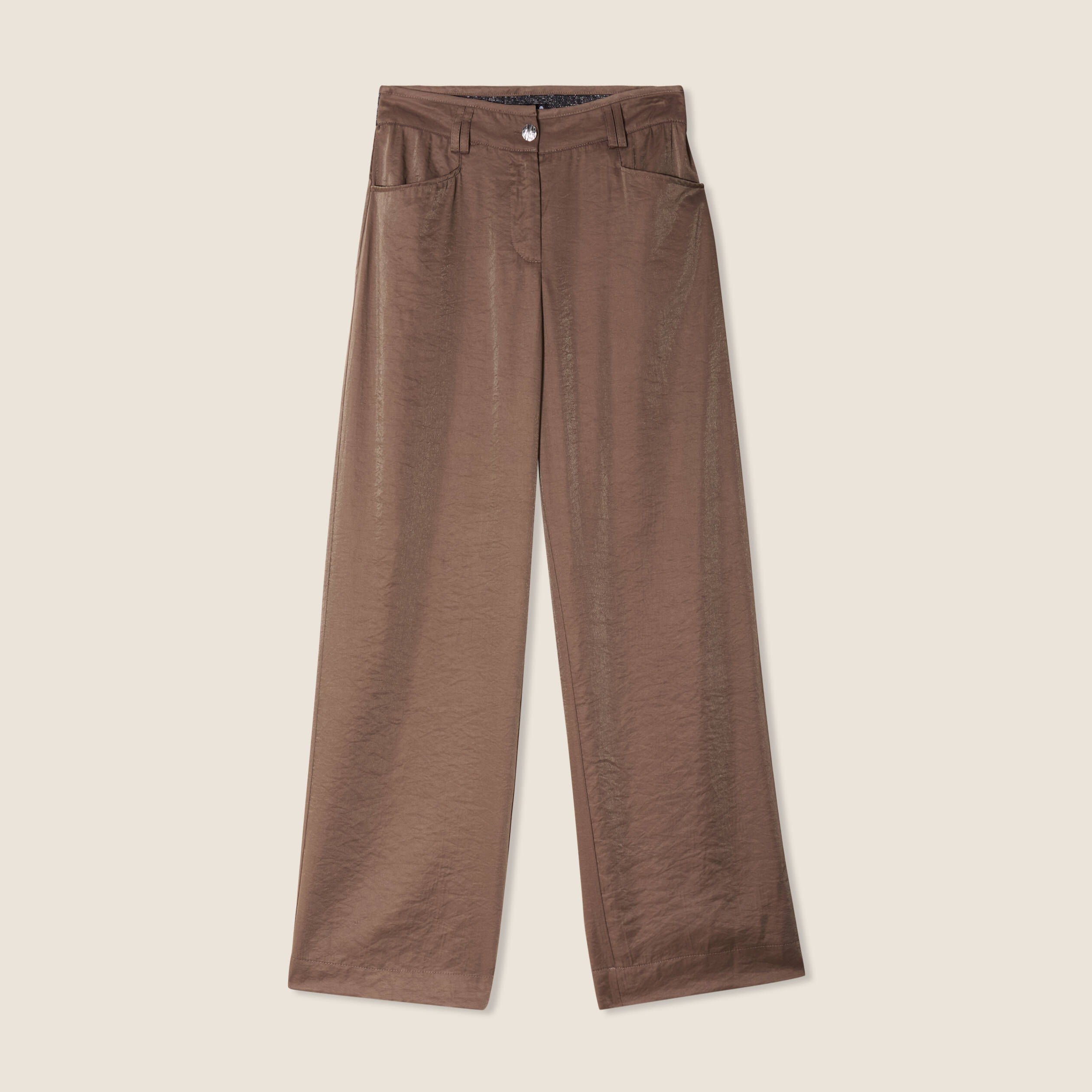 pantalon large taille haute taupe femme Pantalon large taille haute taupe femme