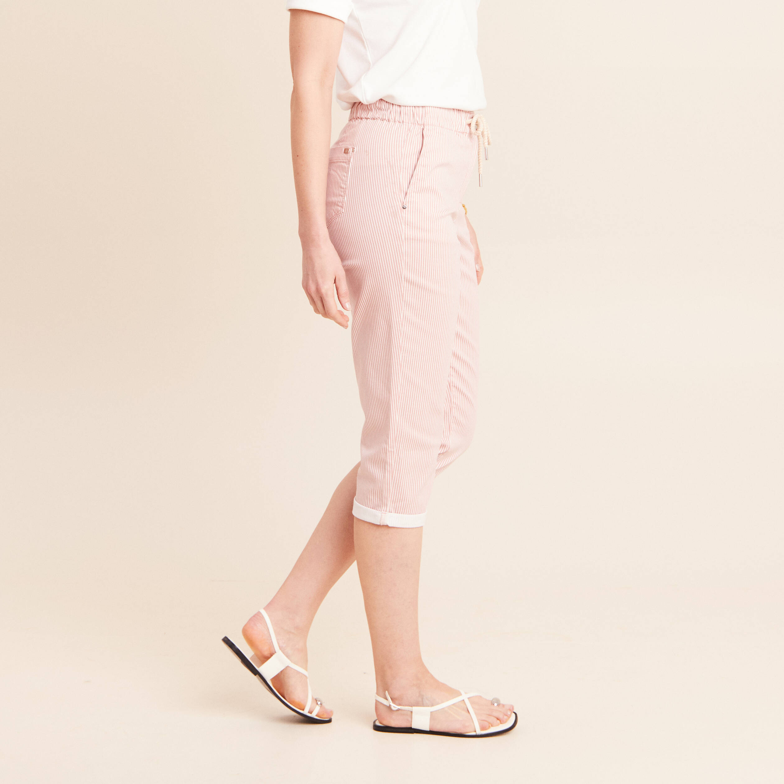 Pantacourt coupe mom large rose femme