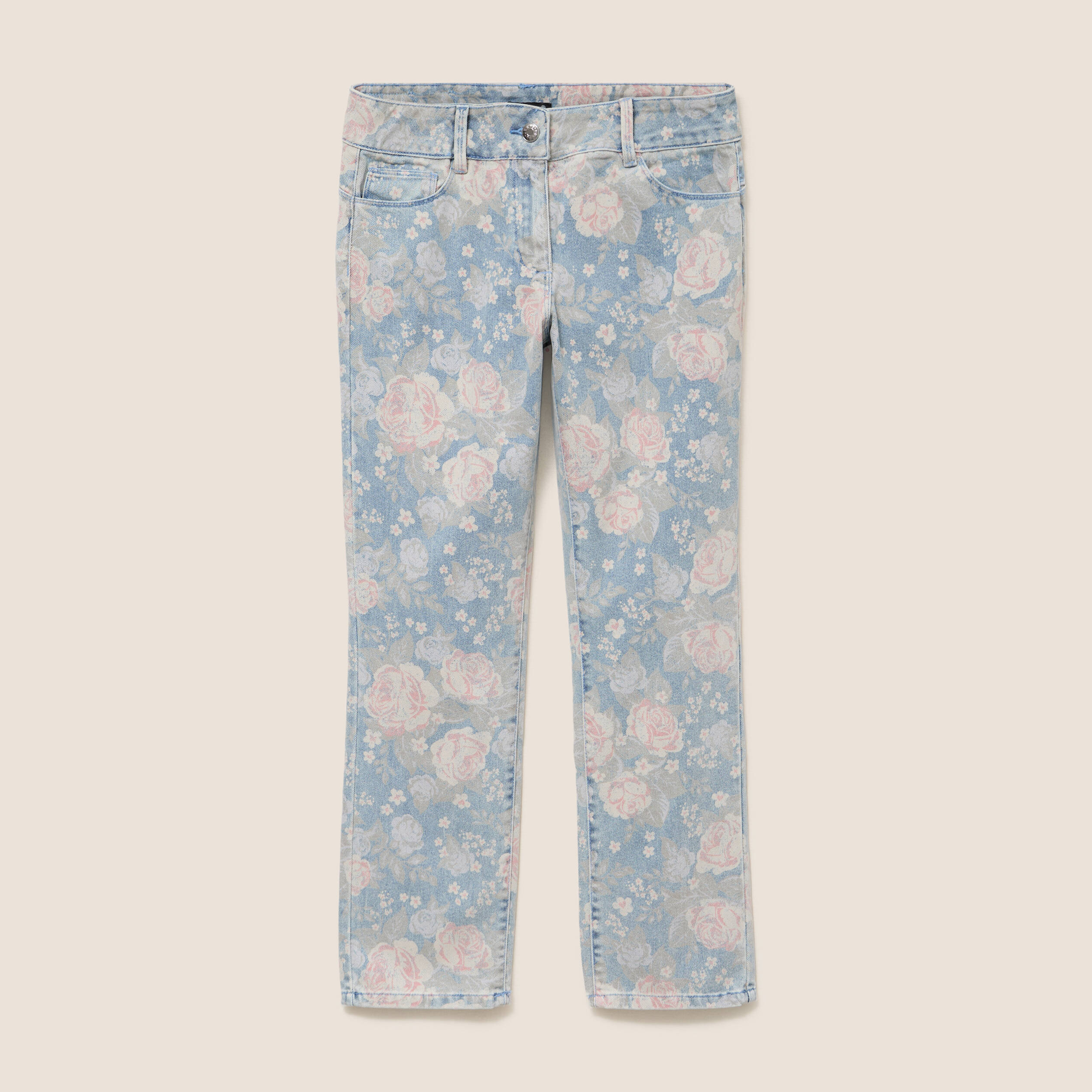 Jean coupe droite 7/8&egrave;me taille standard rose femme