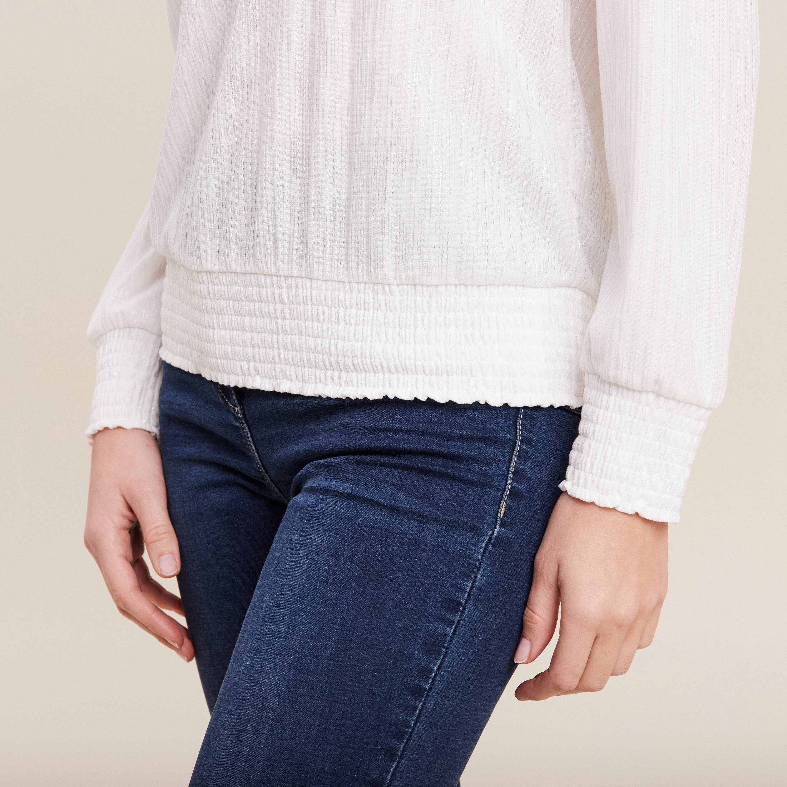 T-shirt manches longues ecru femme
