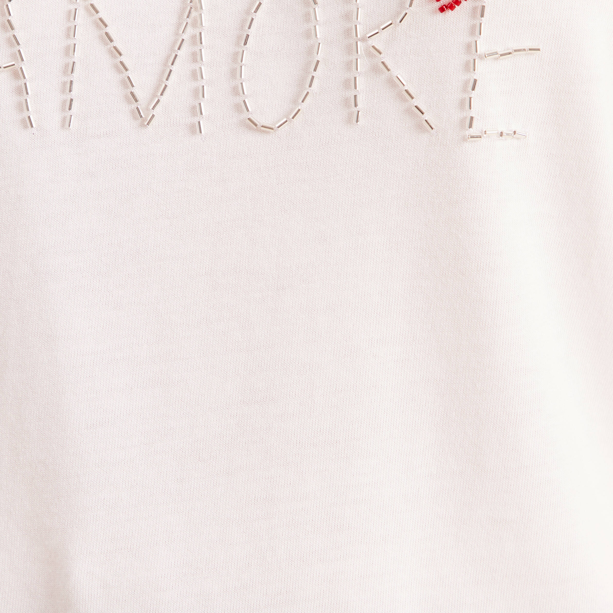 T-shirt col rond manches courtes brod&eacute; ecru femme