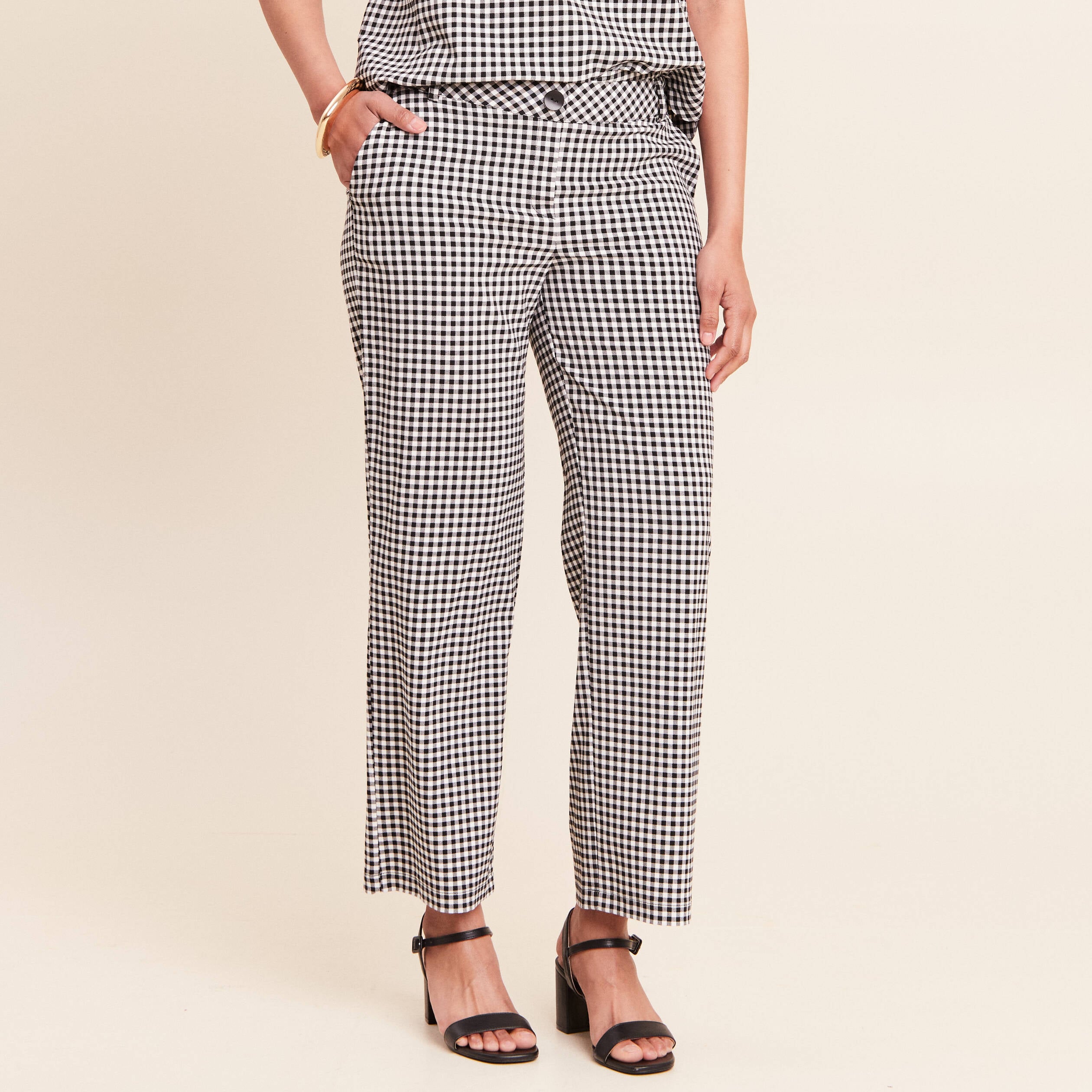 Pantalon large 7/8&egrave;me taille standard noir femme