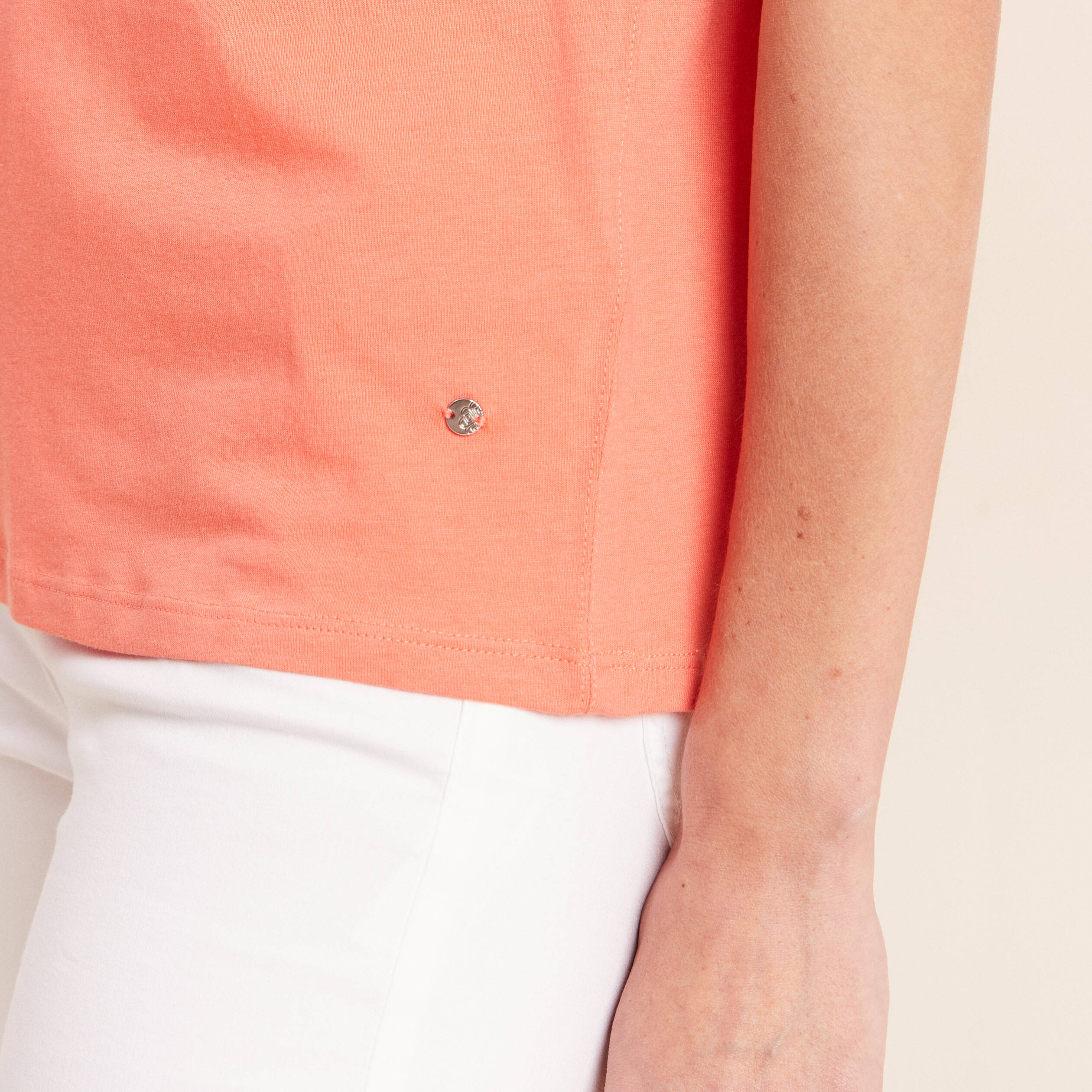 T-shirt manches courtes orange fluo femme