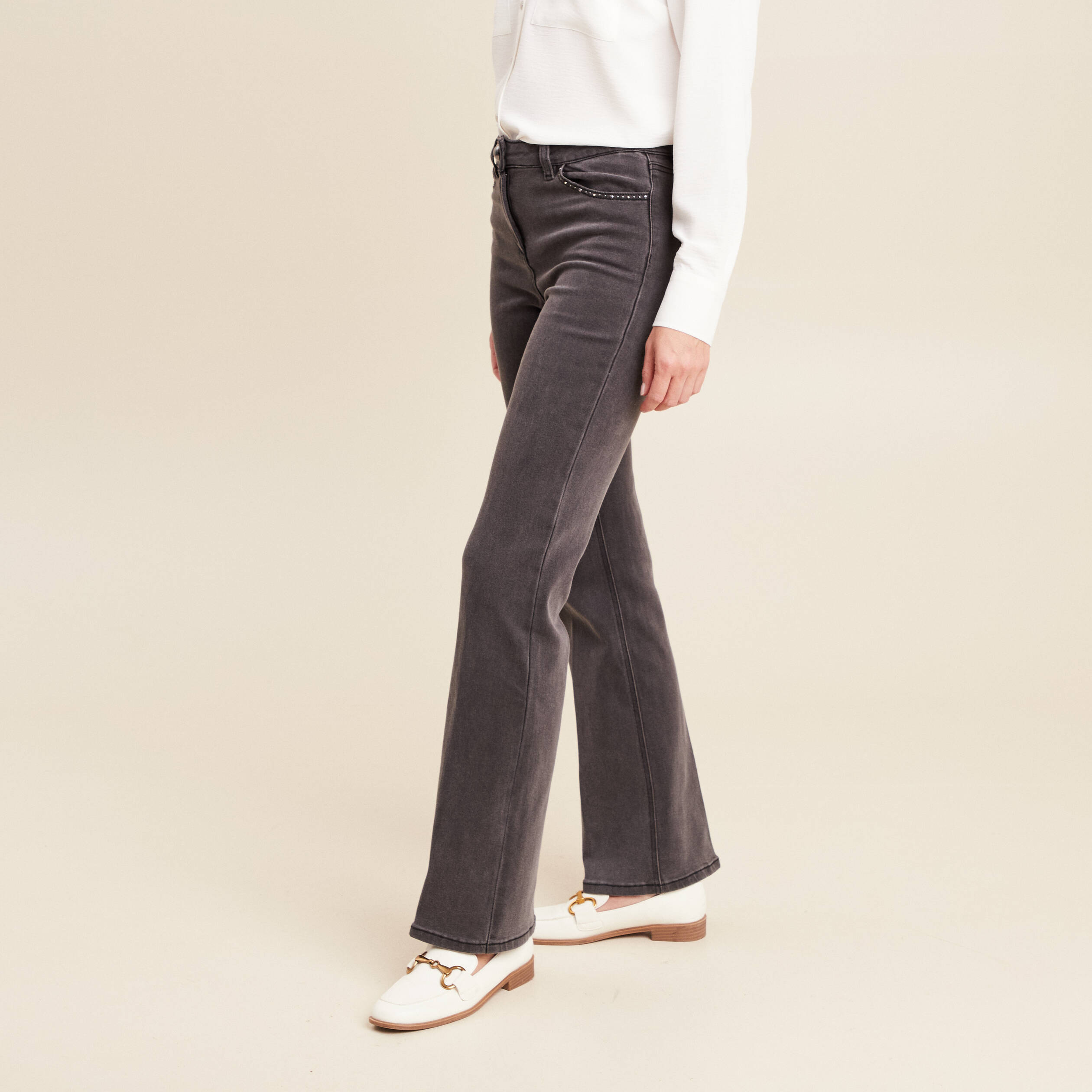 jean bootcut taille standard denim gris femme jean bootcut taille standard denim gris femme