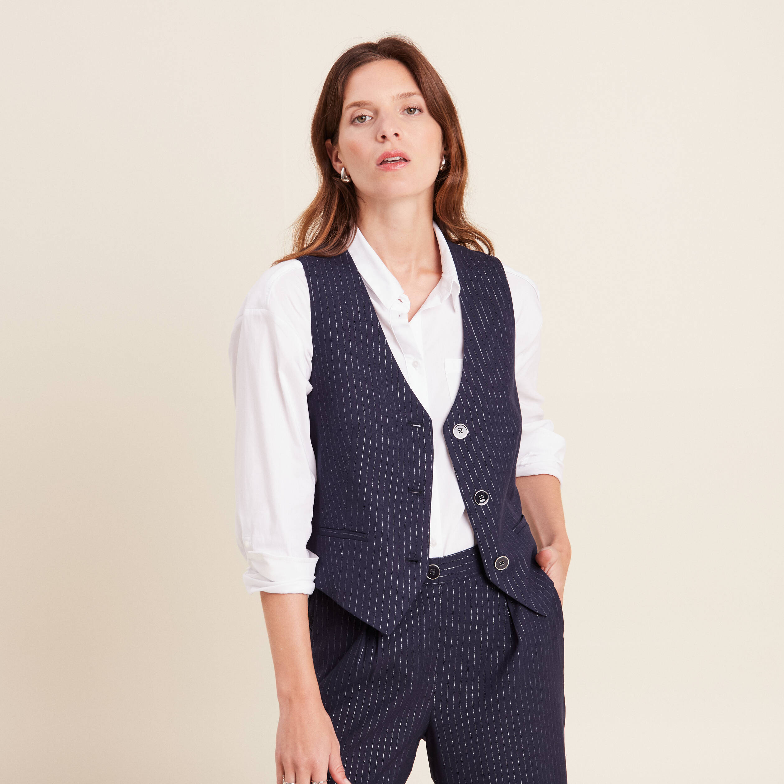veston sans manches bleu fonce femme Veston sans manches bleu foncé femme