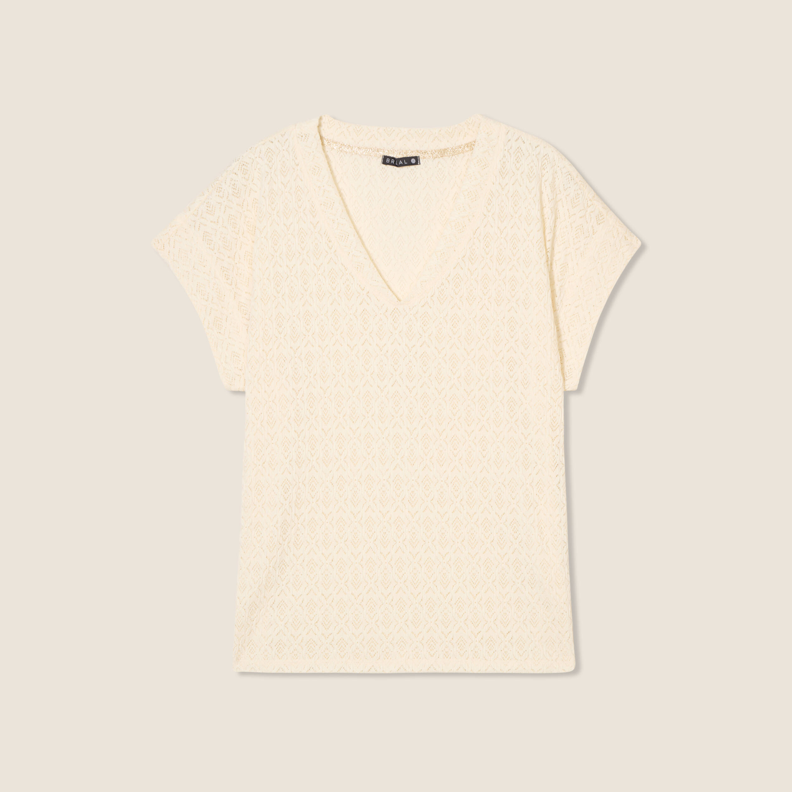 T-shirt manches courtes ecru femme