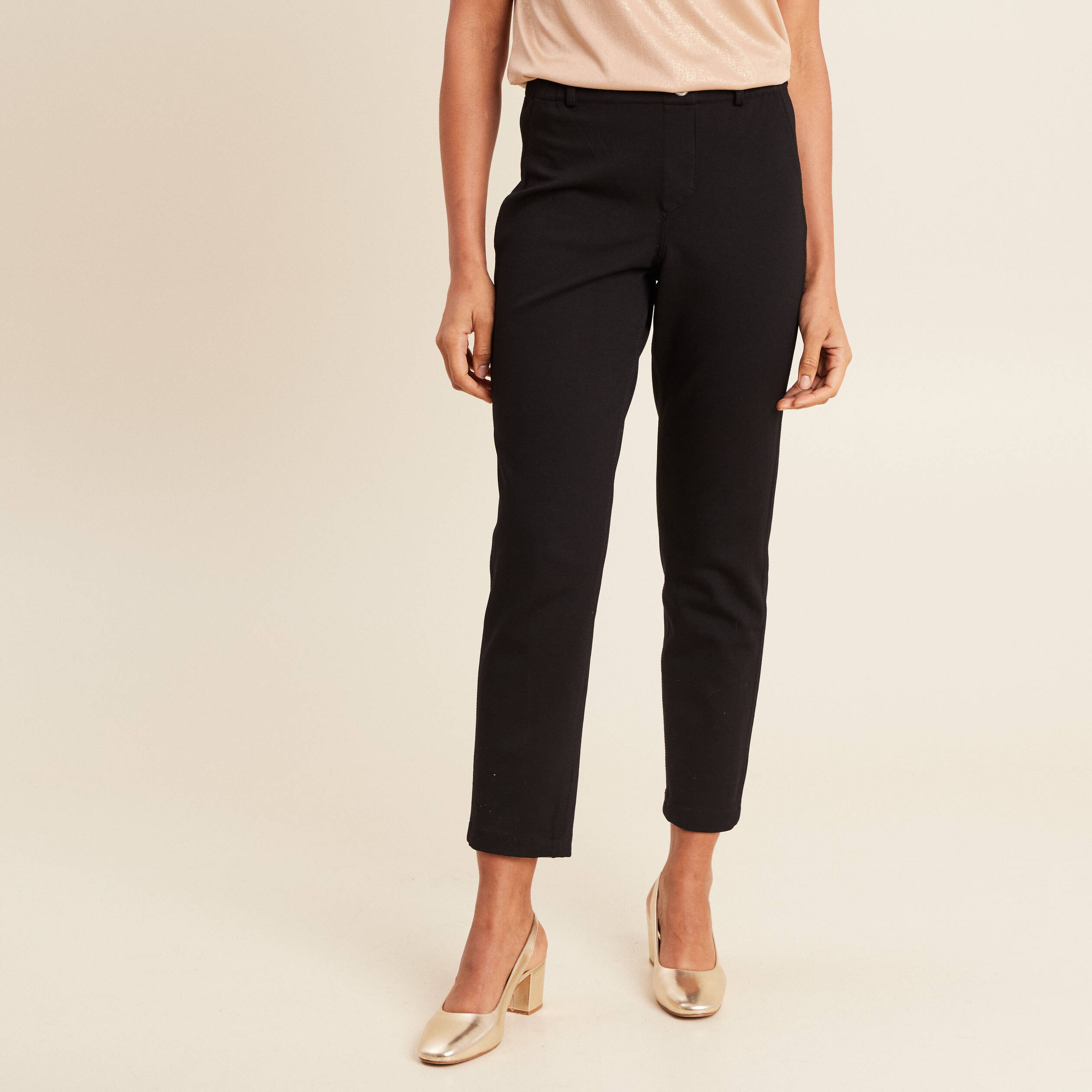 Pantalon droit réversible noir femme