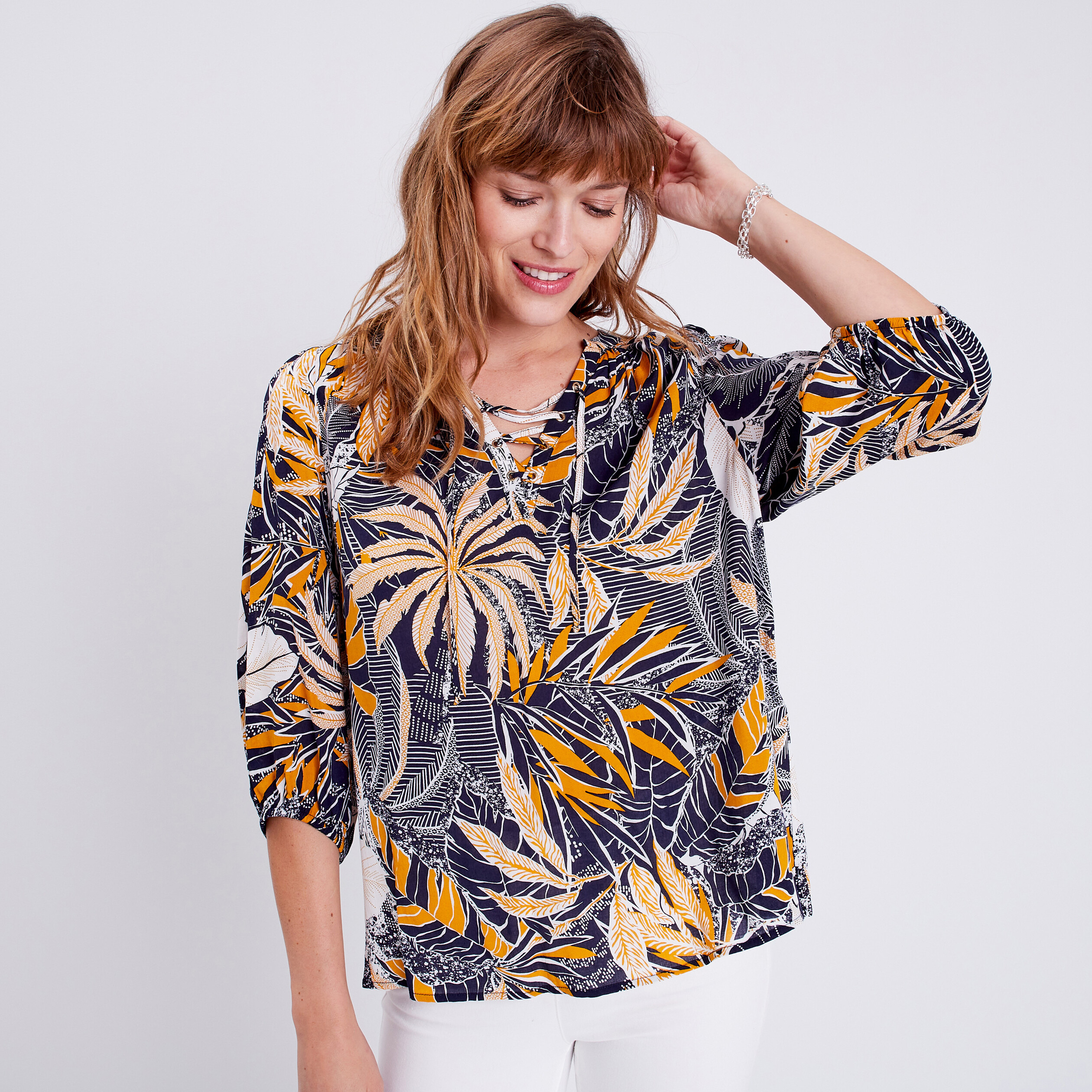 Blouse manches 3/4 blanc femme