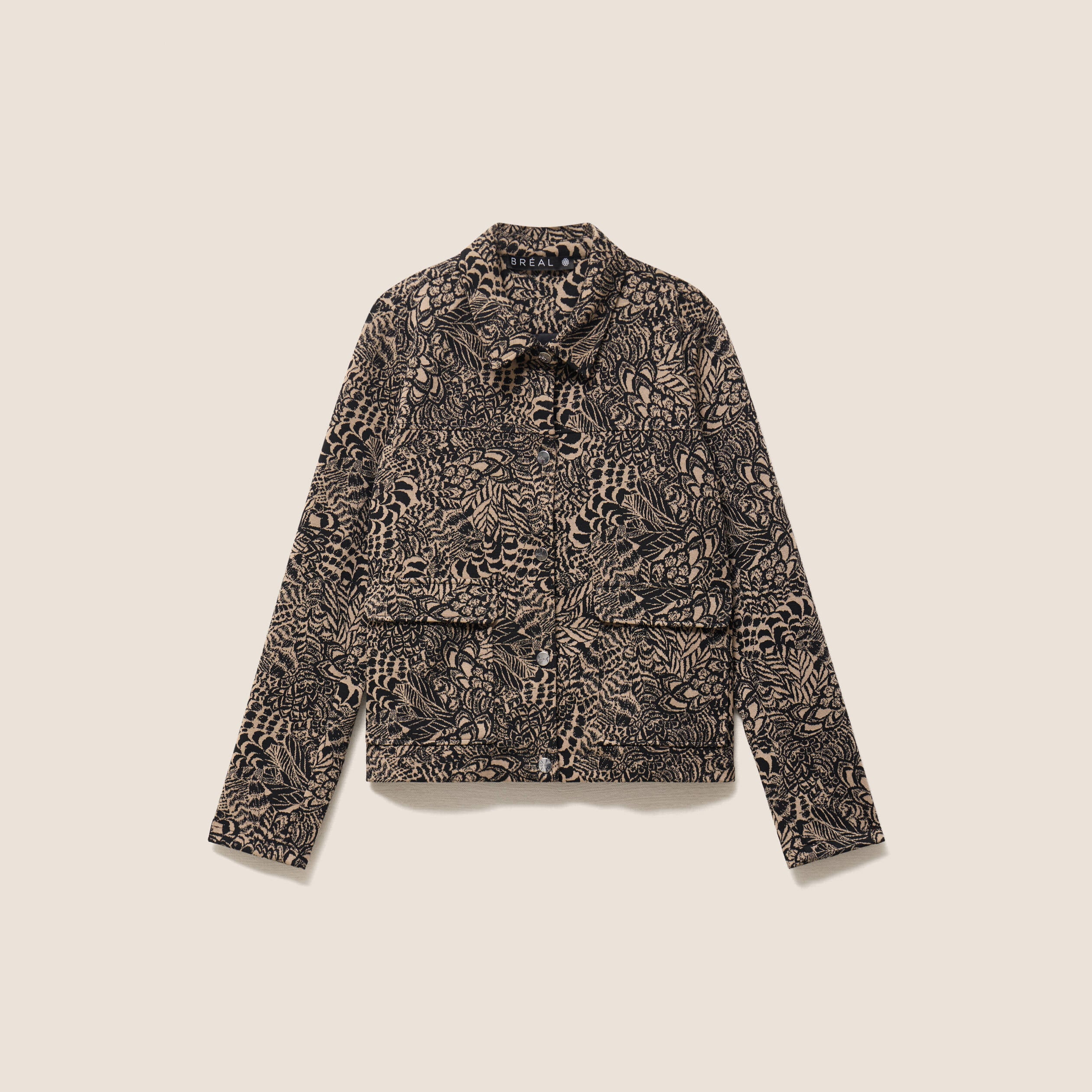 Veste droite doubl&eacute;e beige femme