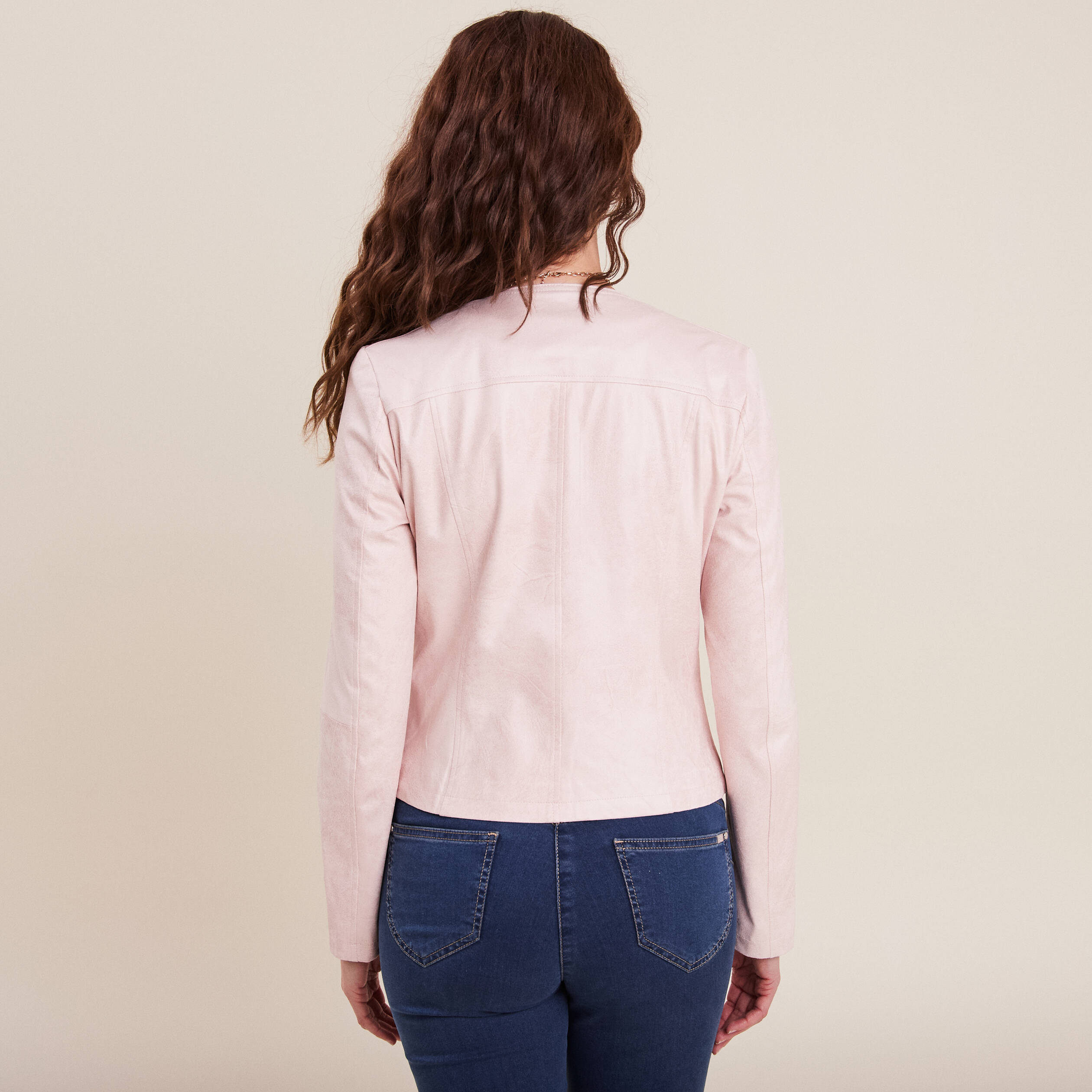 Veste droite zippée rose femme