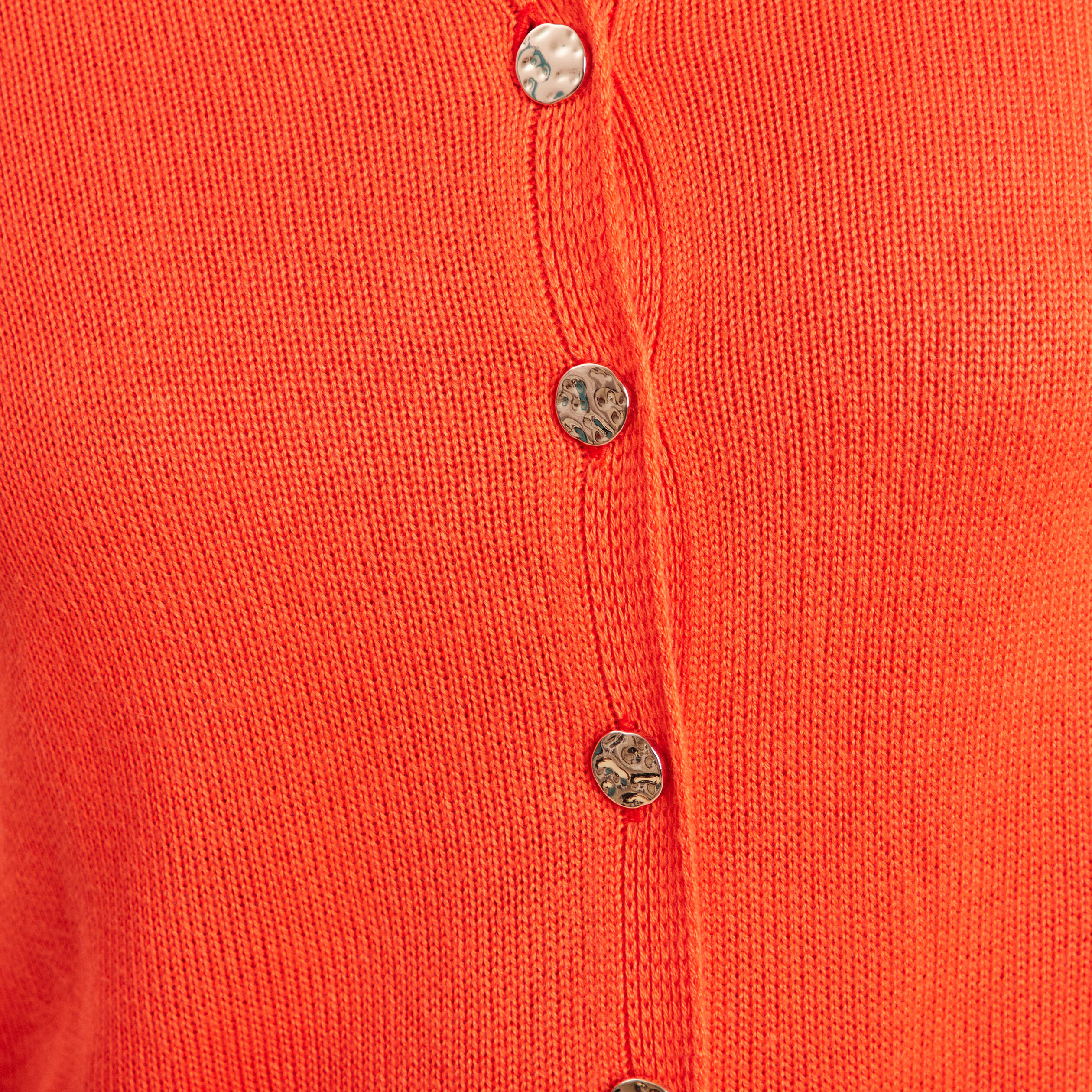 Gilet droit long &agrave; manches longues orange fonc&eacute; femme