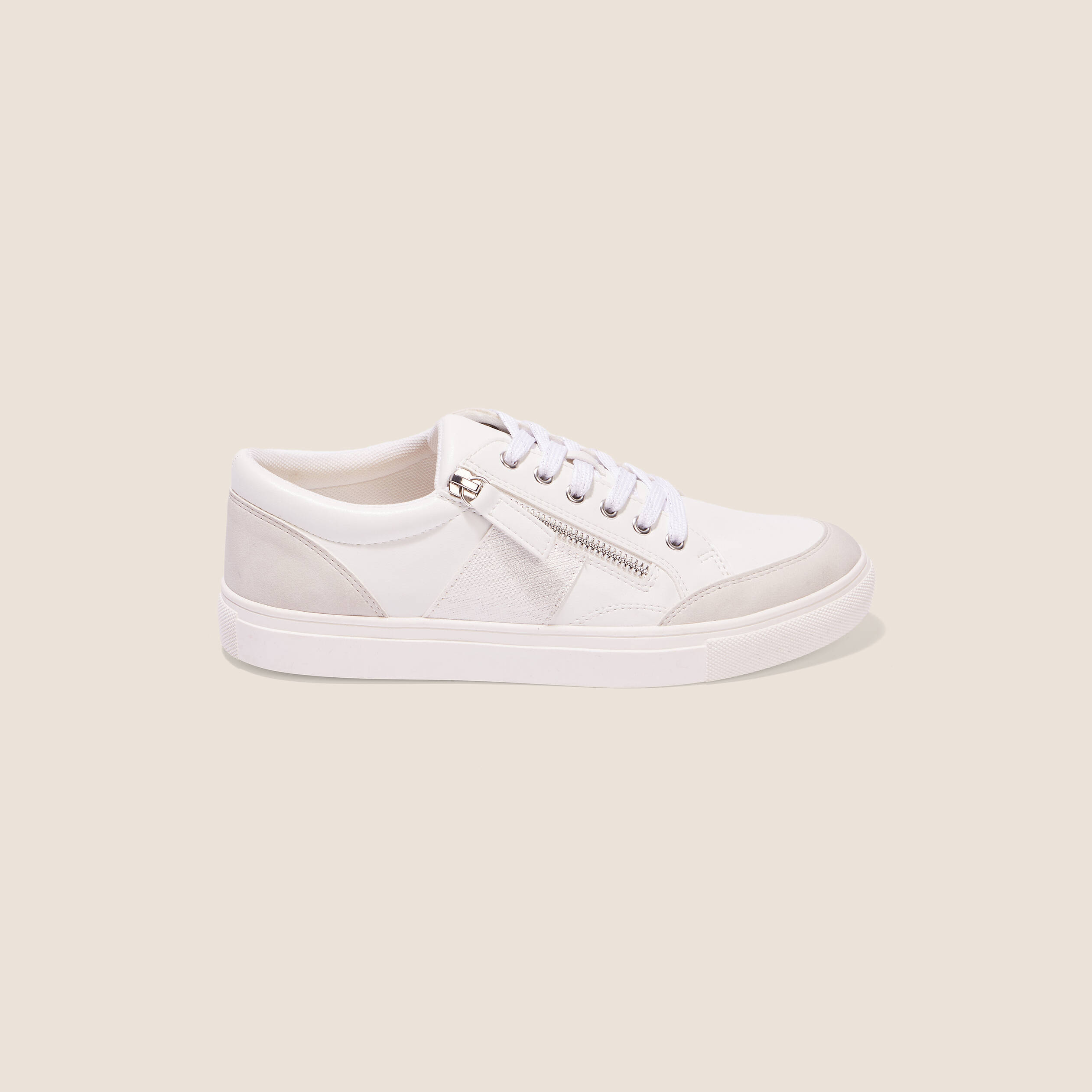 tennis plates details zippes blanc femme Tennis plates détails zippés blanc femme