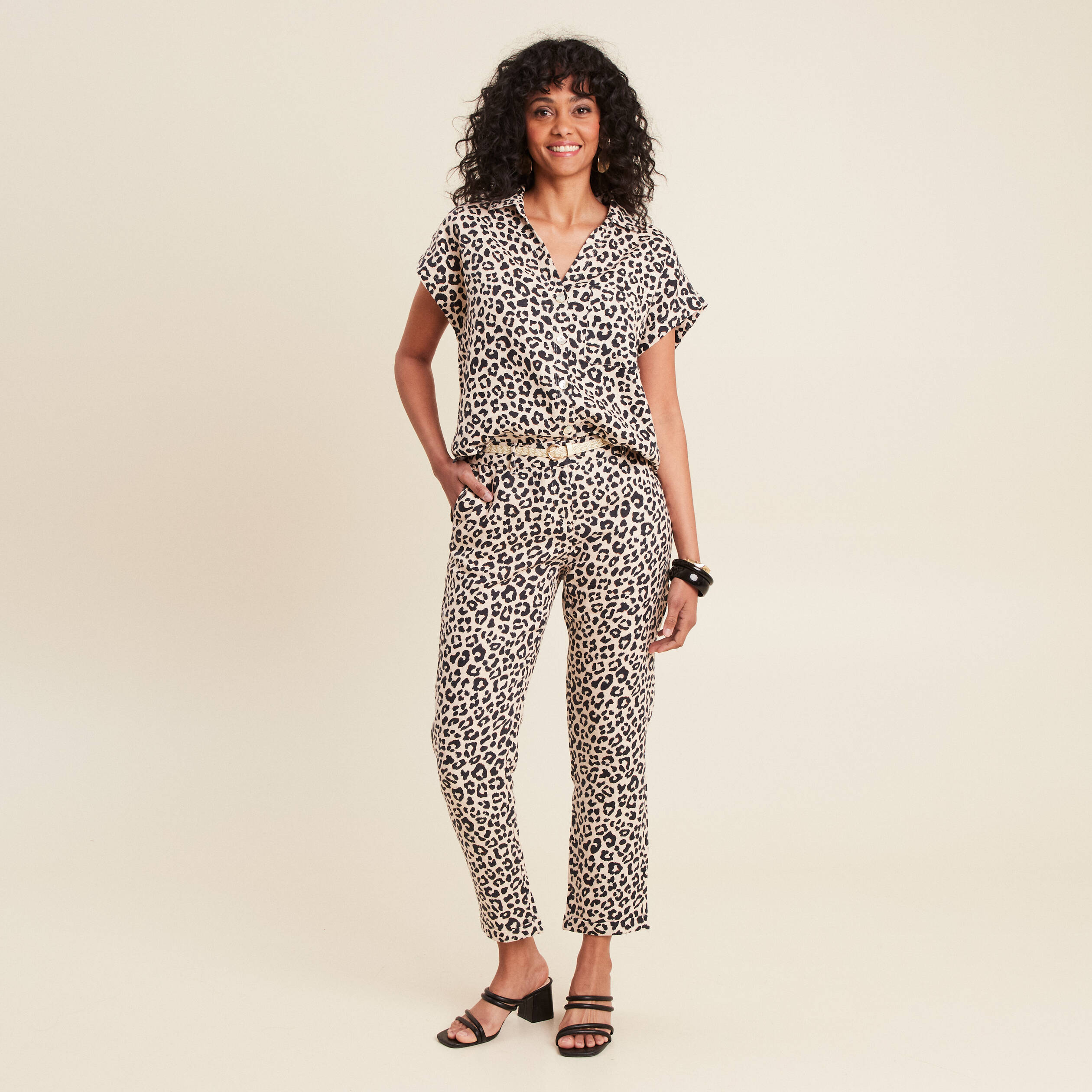 Chemise sans manches sable femme