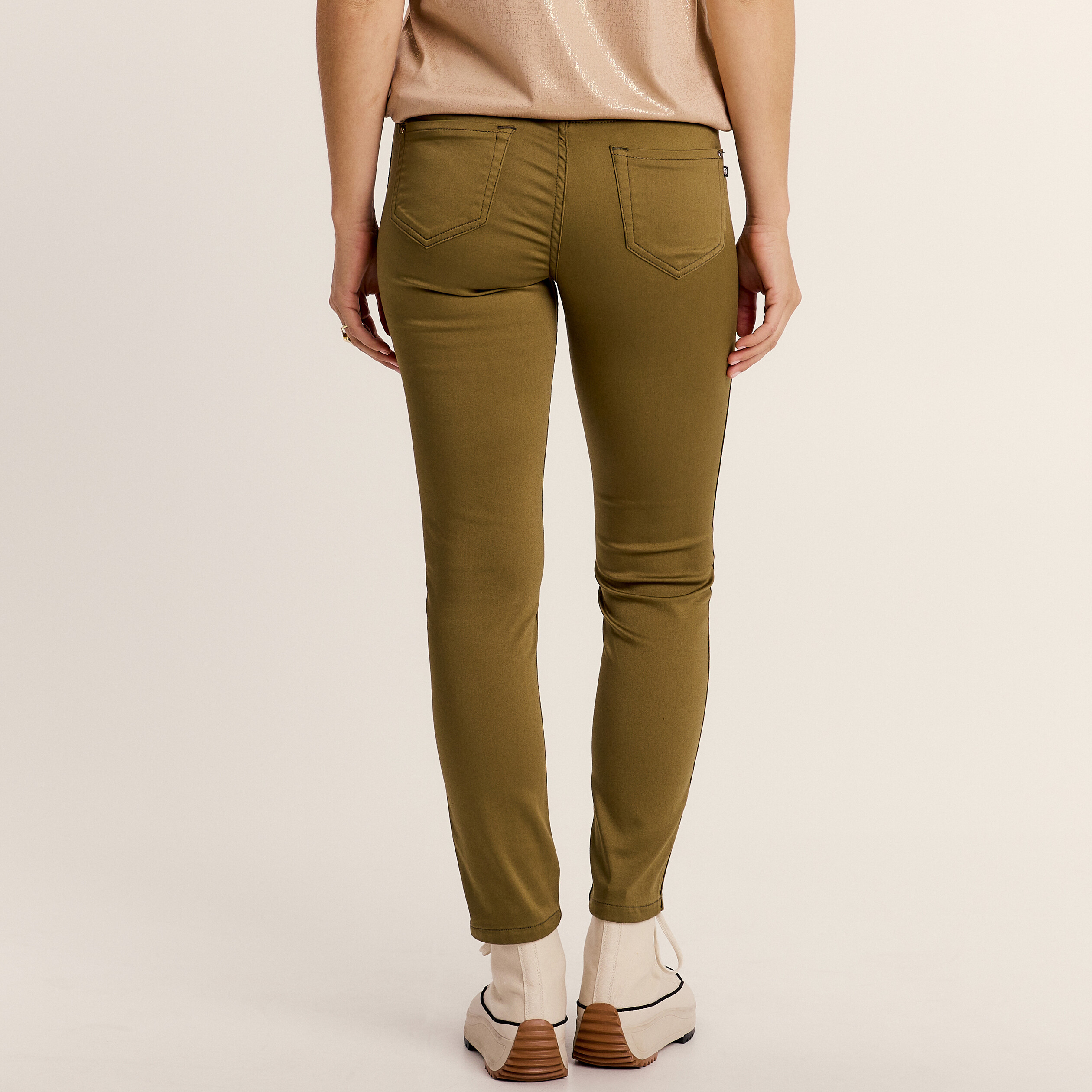Pantalon enduit r versible couleur bronze femme
