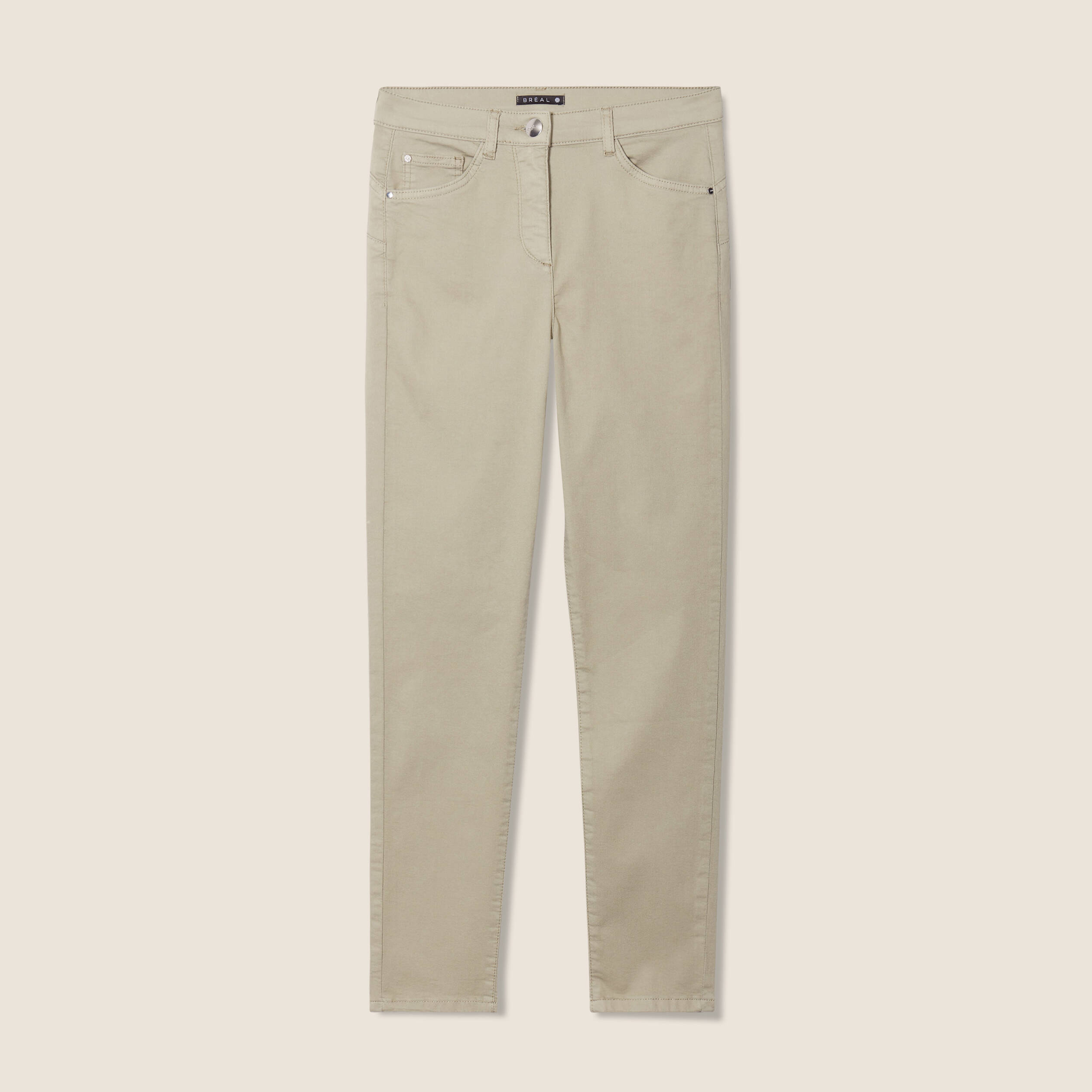 Pantalon léger taille haute 7/8ème vert clair femme