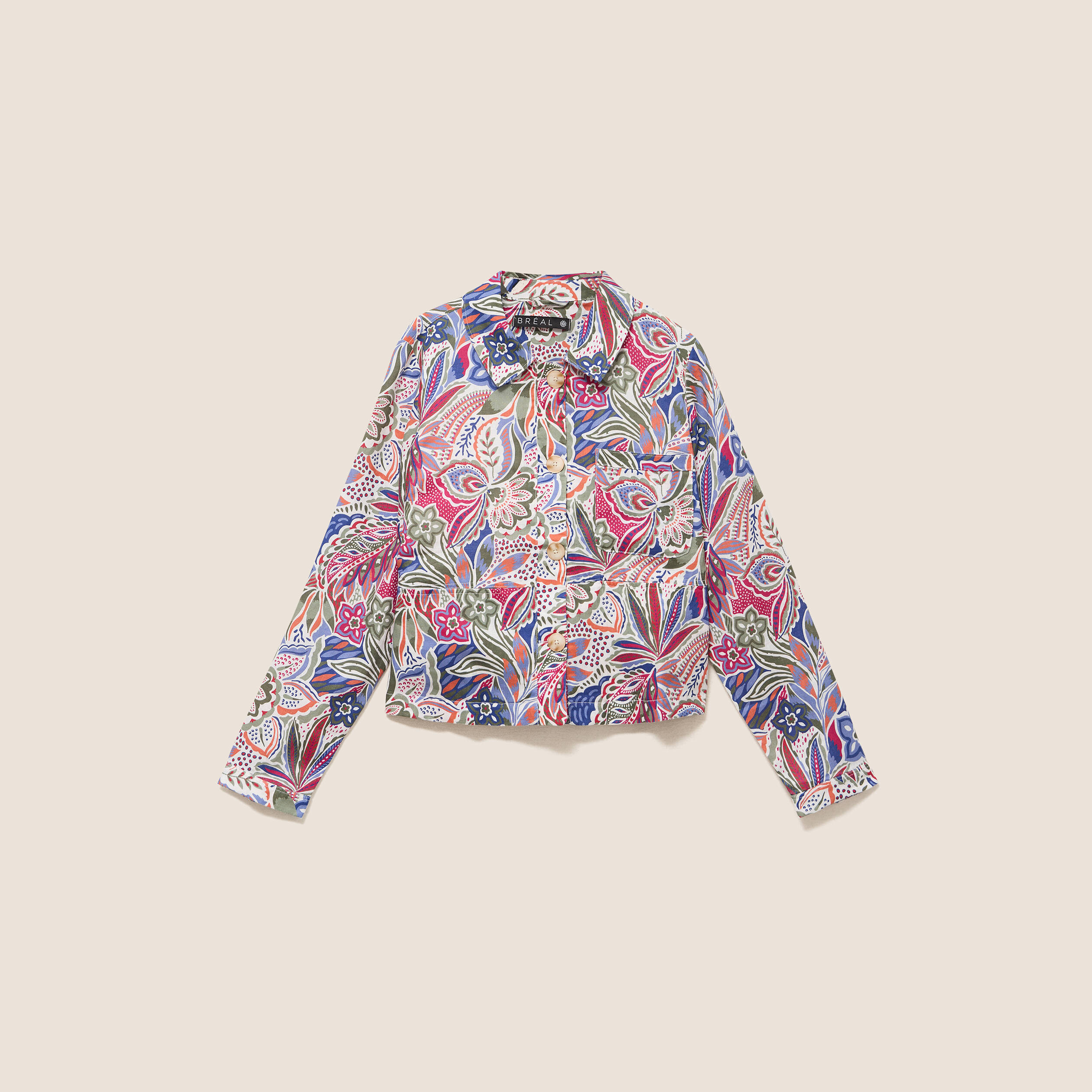 Veste courte droite manches longues mauve femme