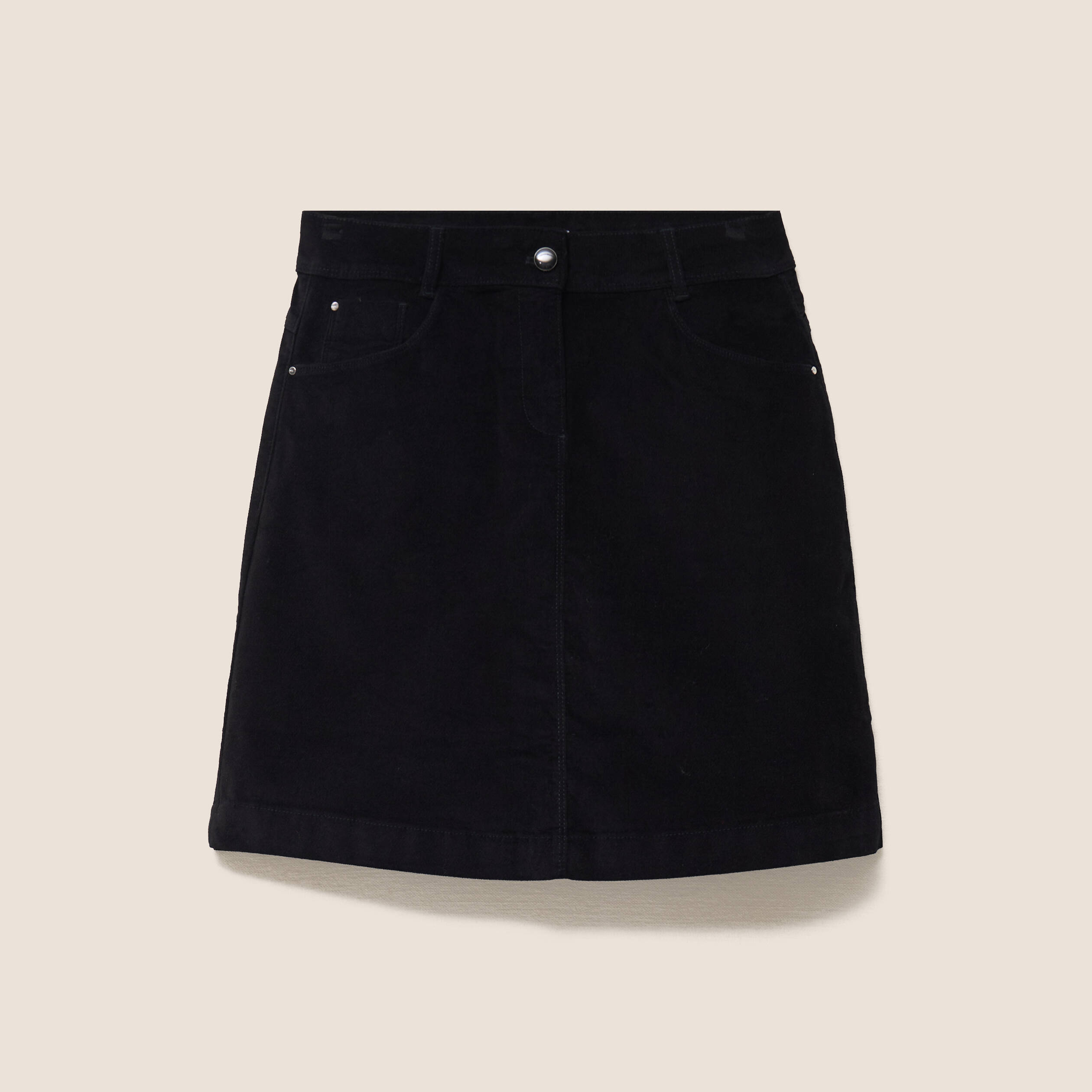 Jupe courte trap&egrave;ze en velours noir femme