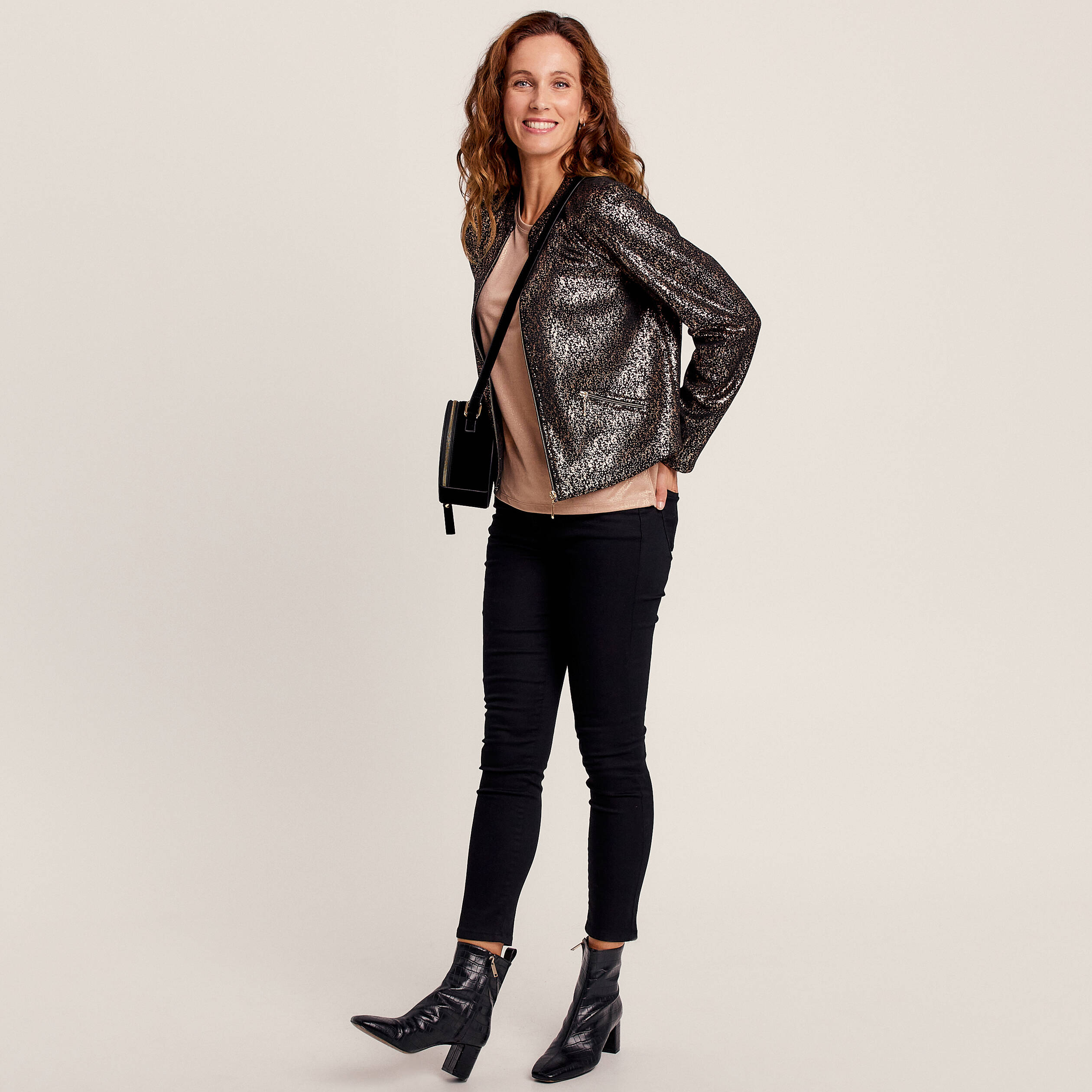 Veste ajustée zippée noir femme