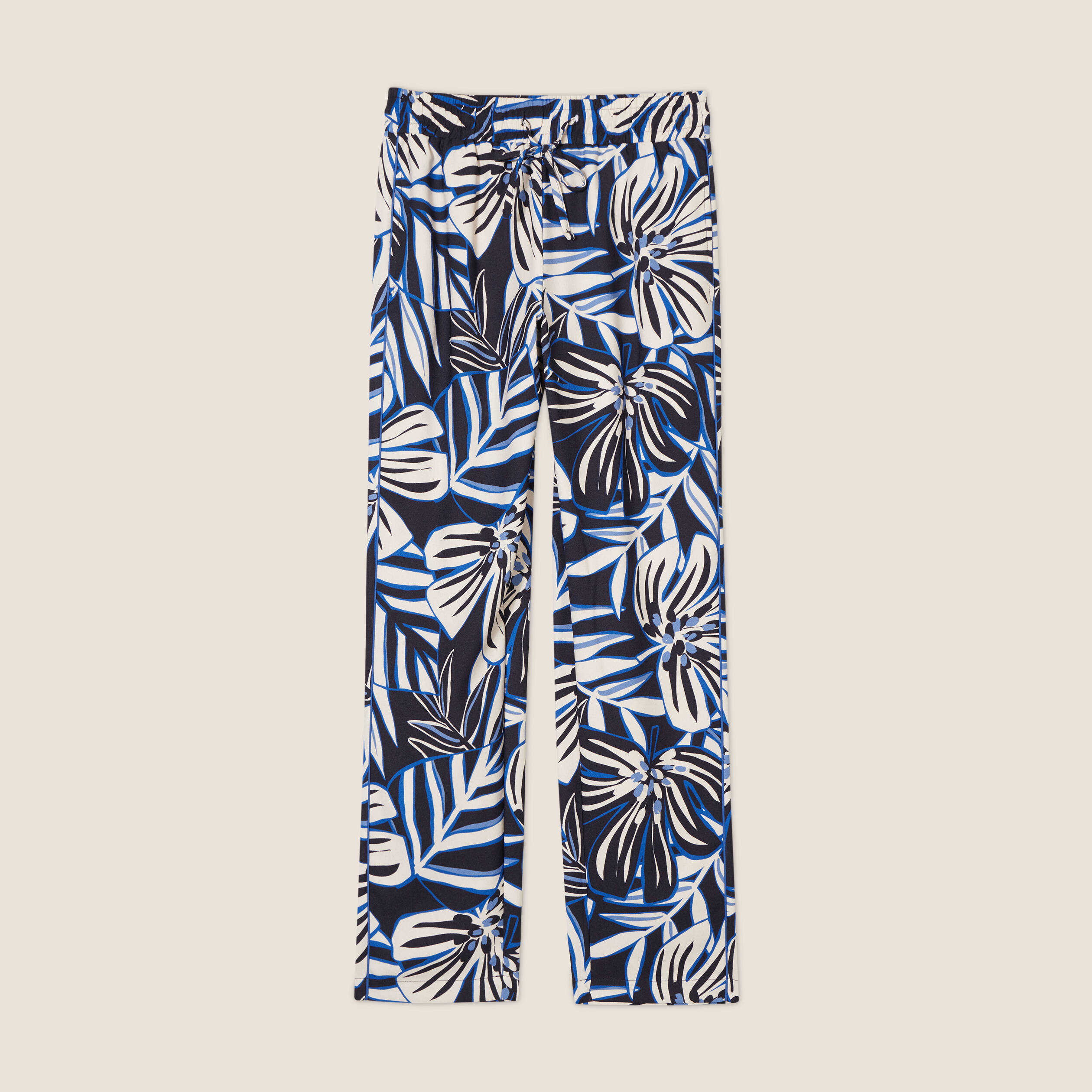 Pantalon carotte fluide 7/8ème bleu femme