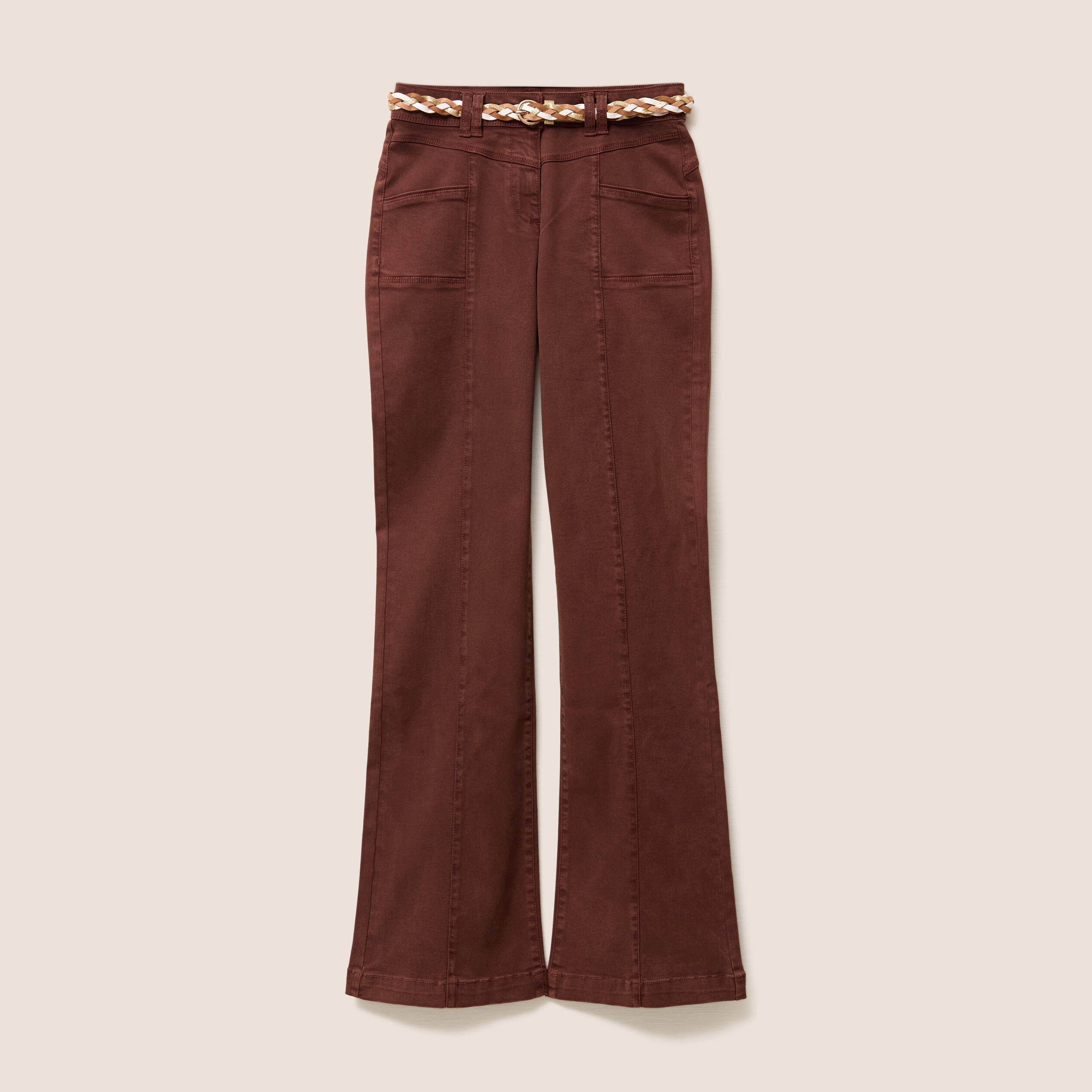 pantalon bootcut jean ceinture amovible marron fonce femme Pantalon bootcut jean ceinture amovible marron foncé femme