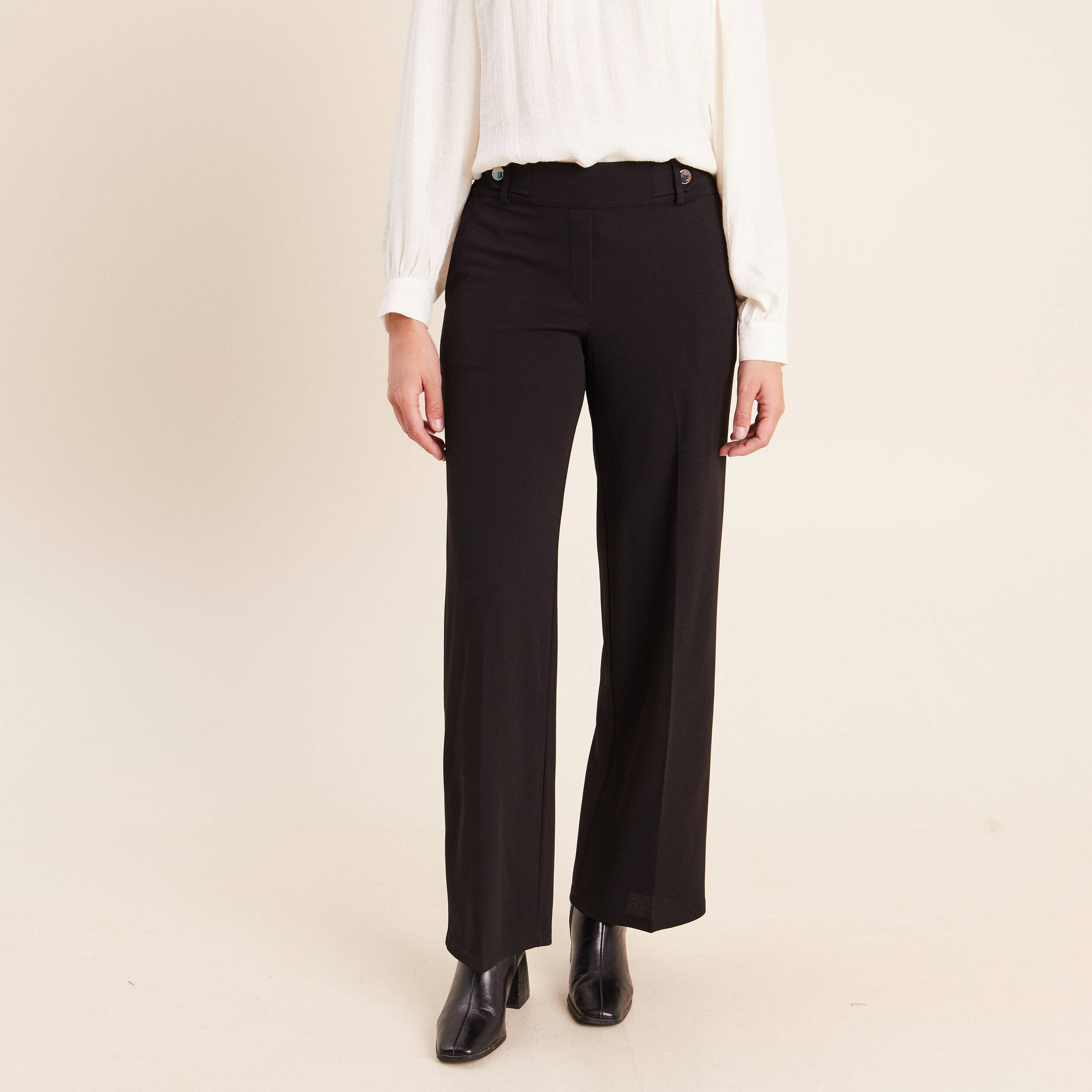 Pantalon taille haute noir femme