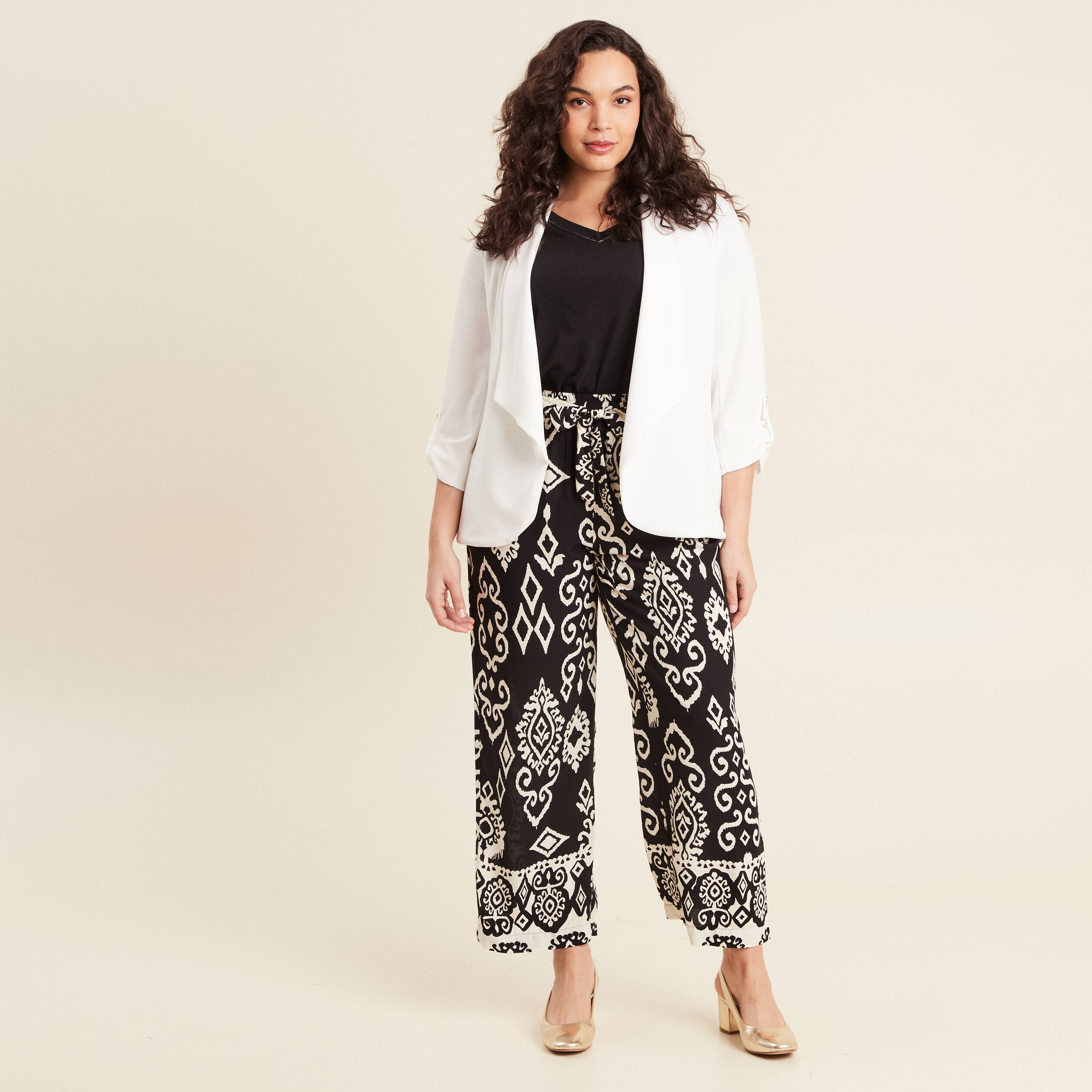 Veste esprit tailleur cascade ecru femme