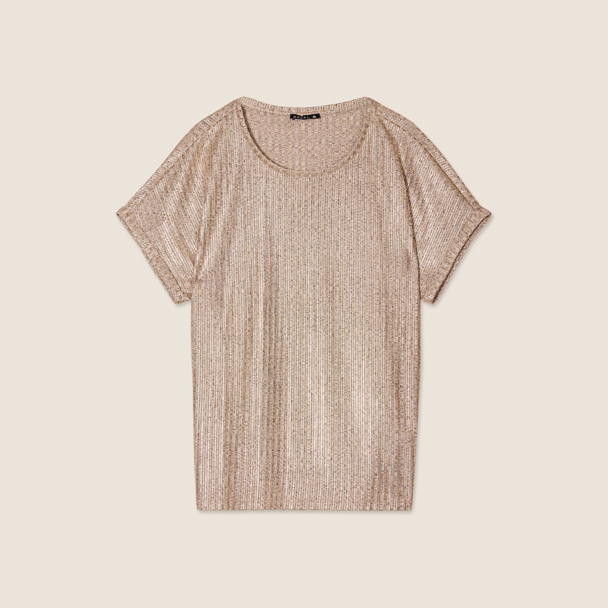 T-shirt manches courtes irisé couleur or femme
