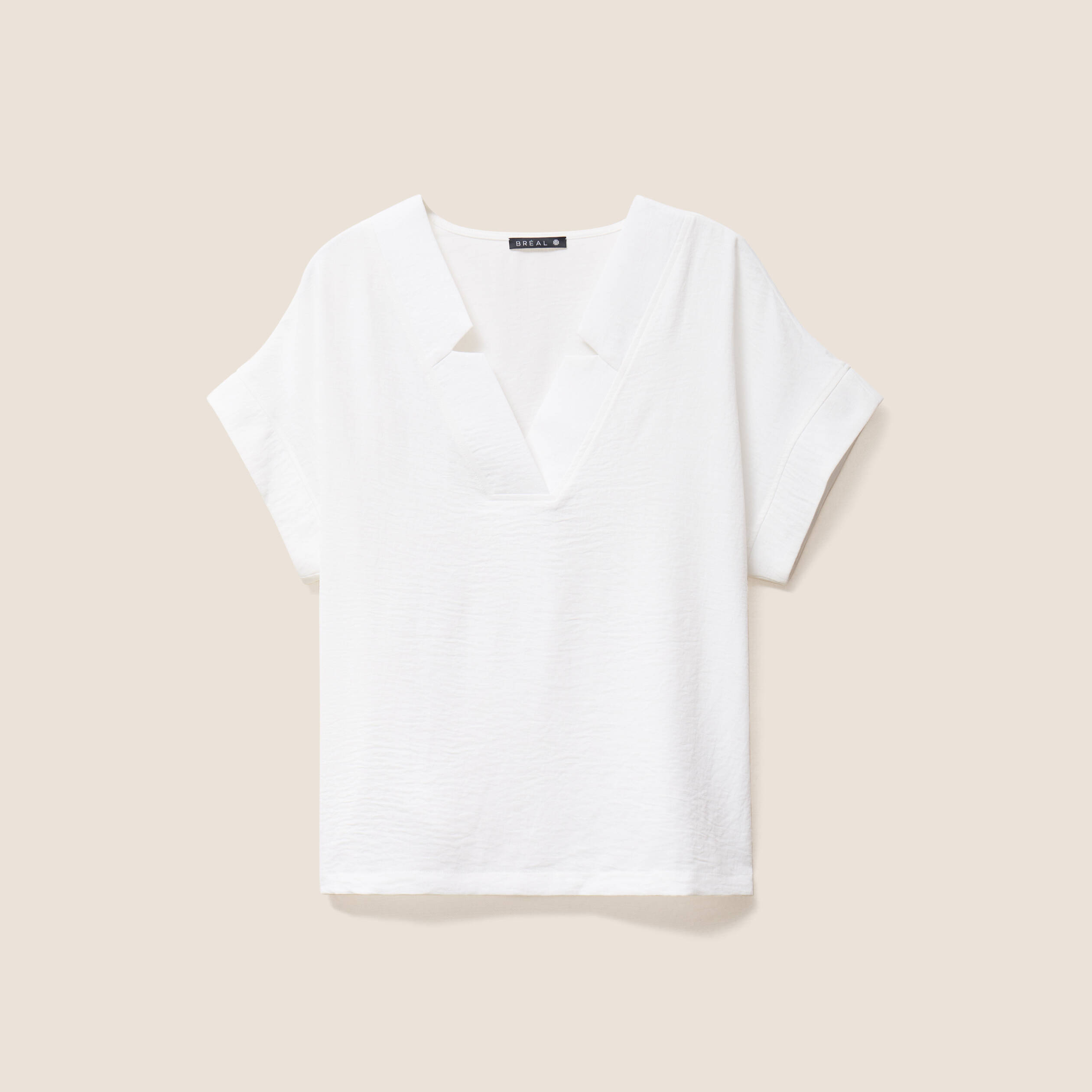 Blouse fluide manches courtes ecru femme
