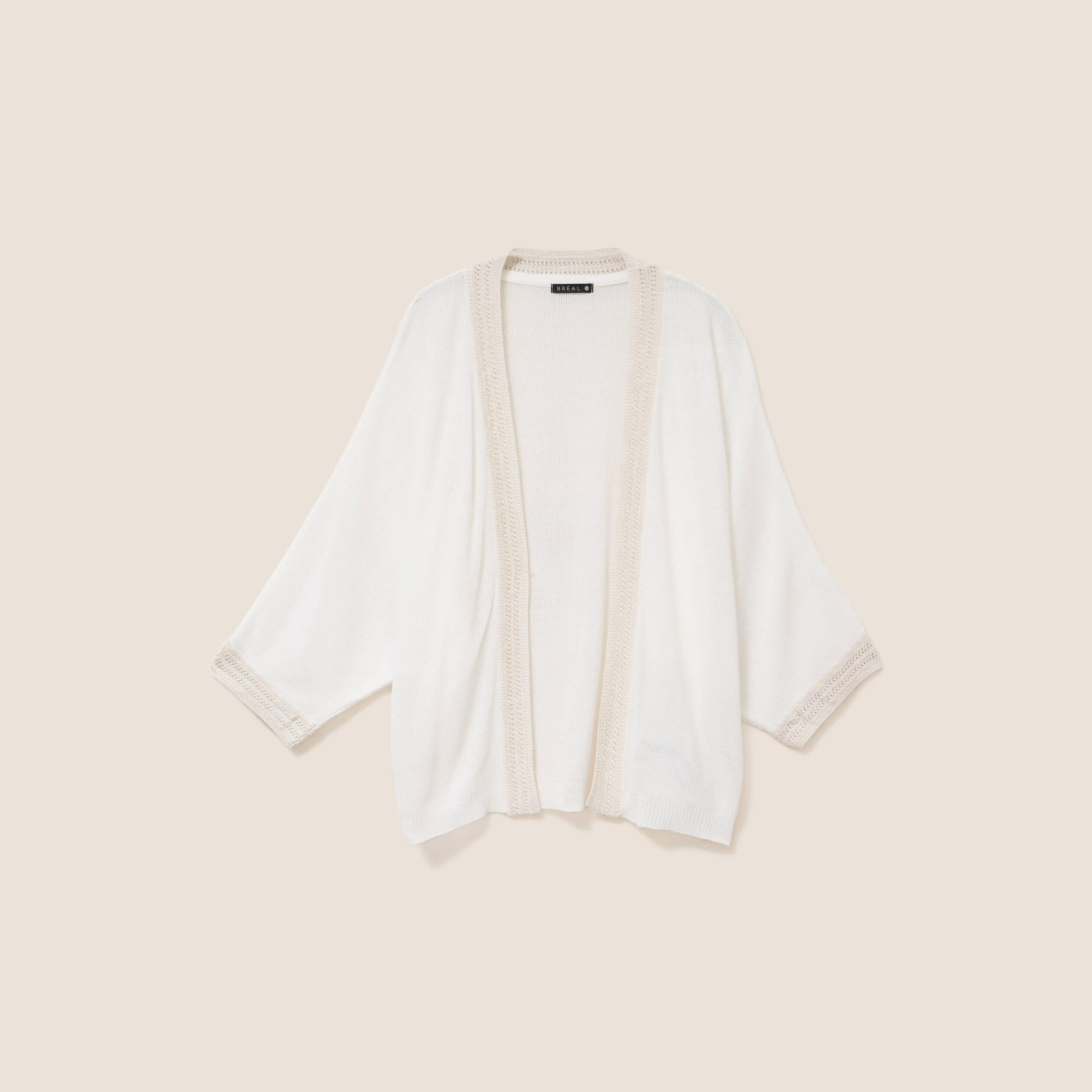 Gilet manches 3/4 ecru femme