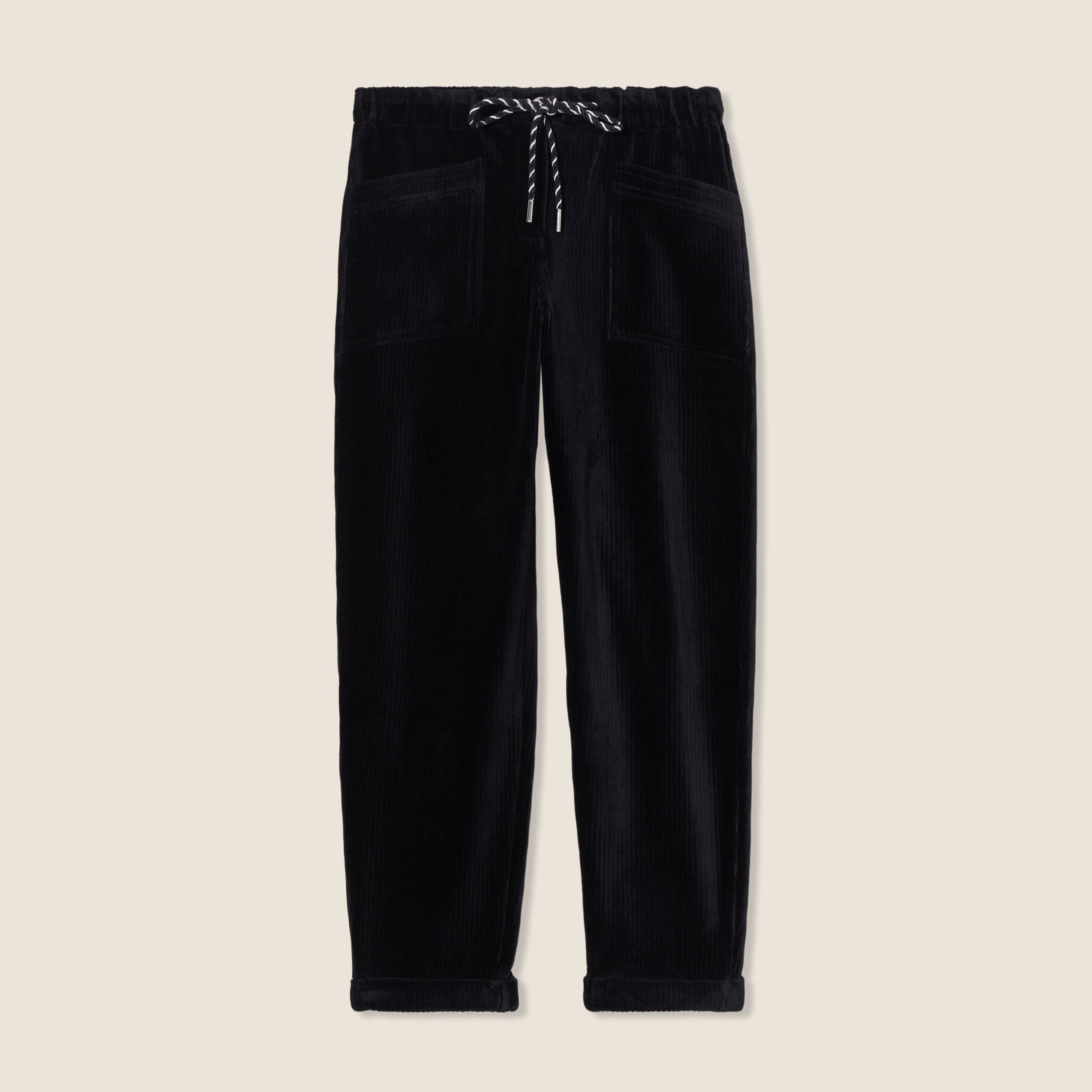 Pantalon paperbag velours noir femme