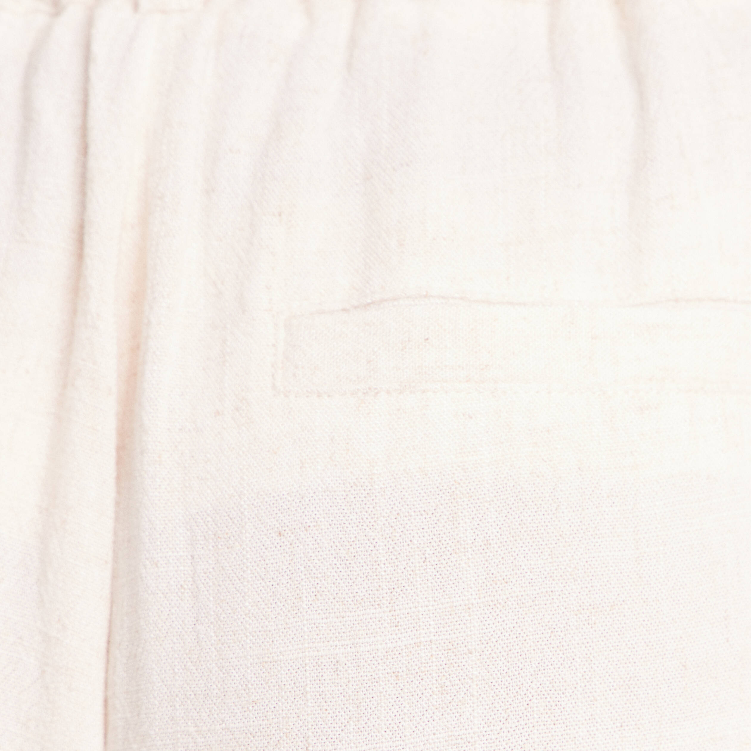 Pantalon large 7/8&egrave;me taille bascul&eacute;e beige femme