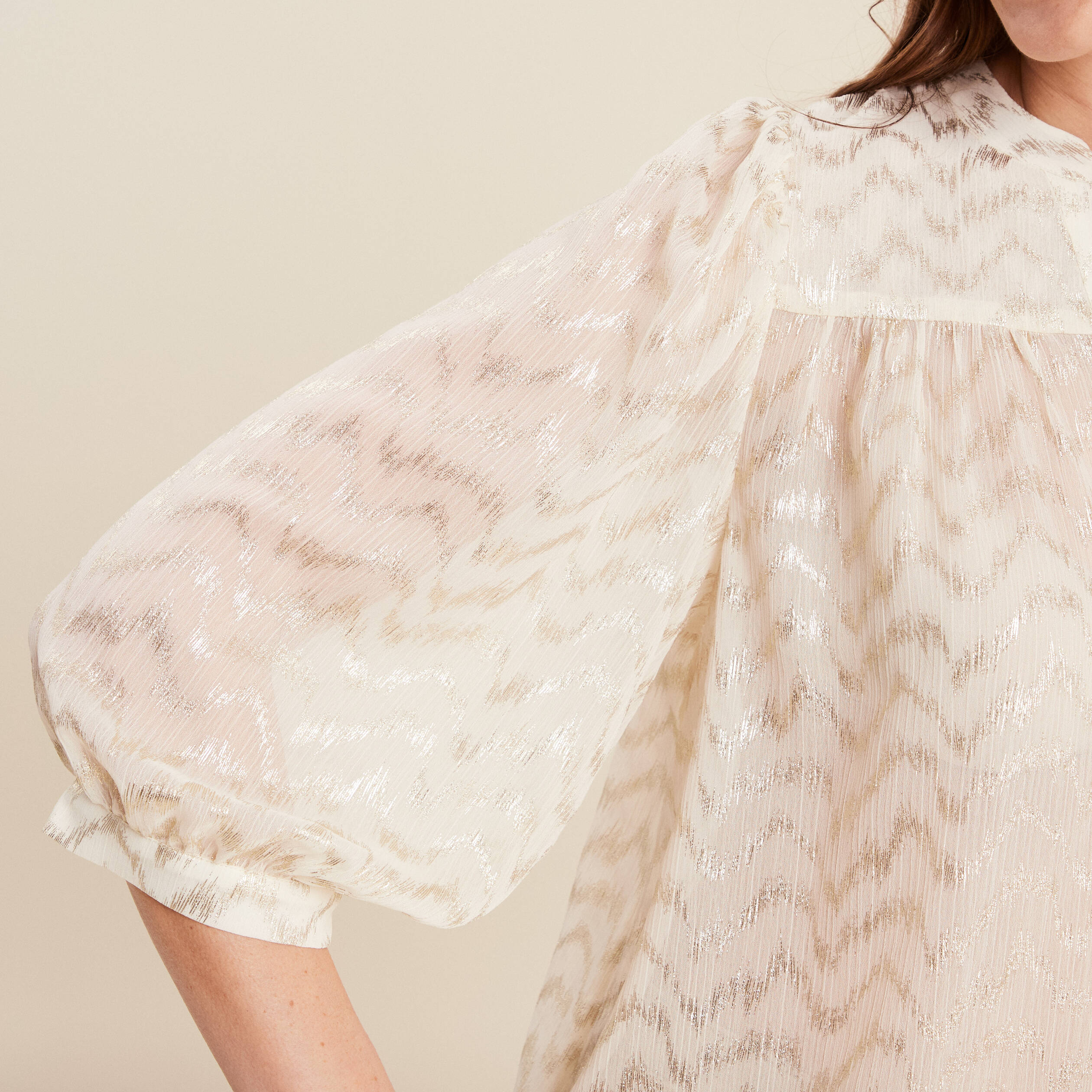 Blouse manches 3/4 creme femme