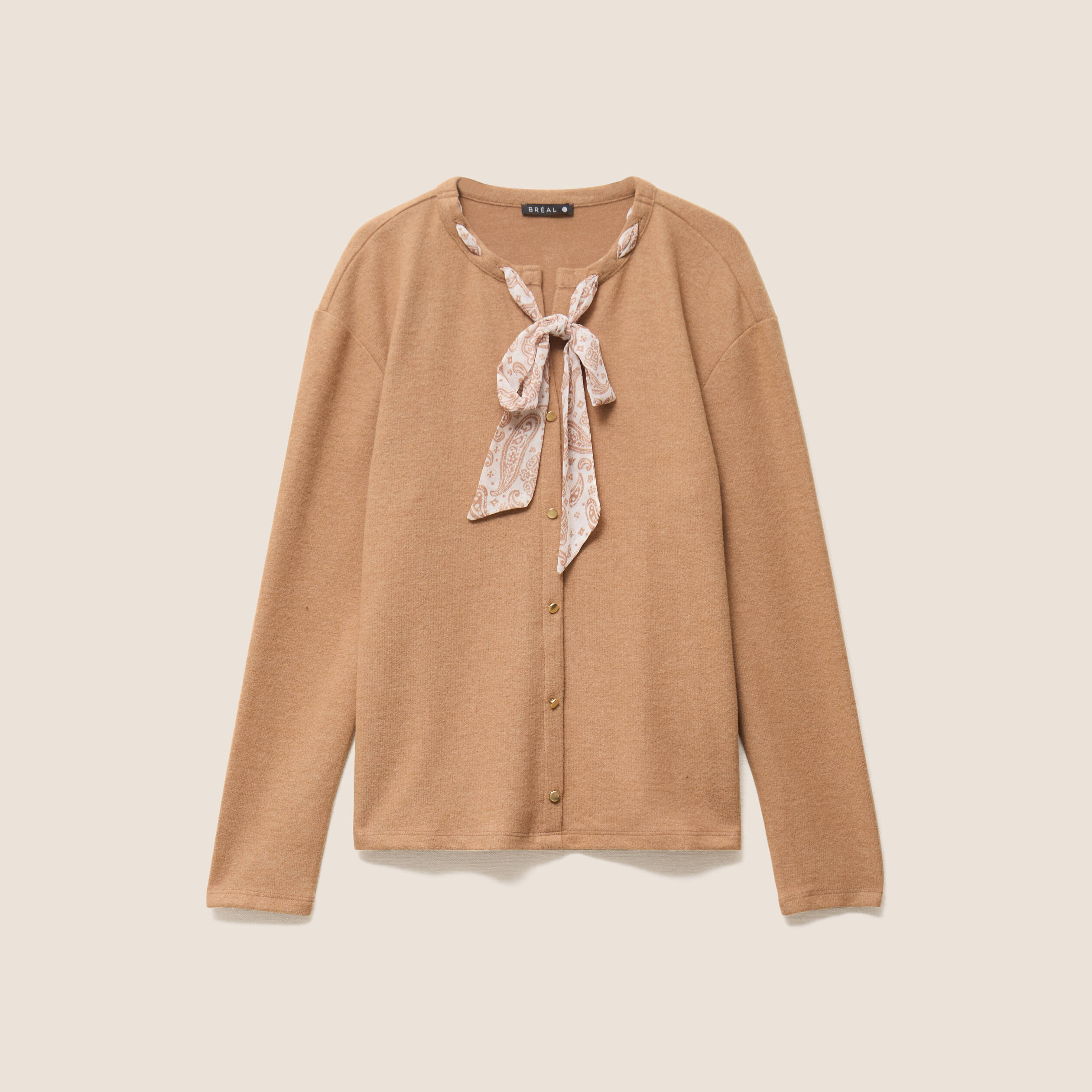 Cardigan manches longues beige femme