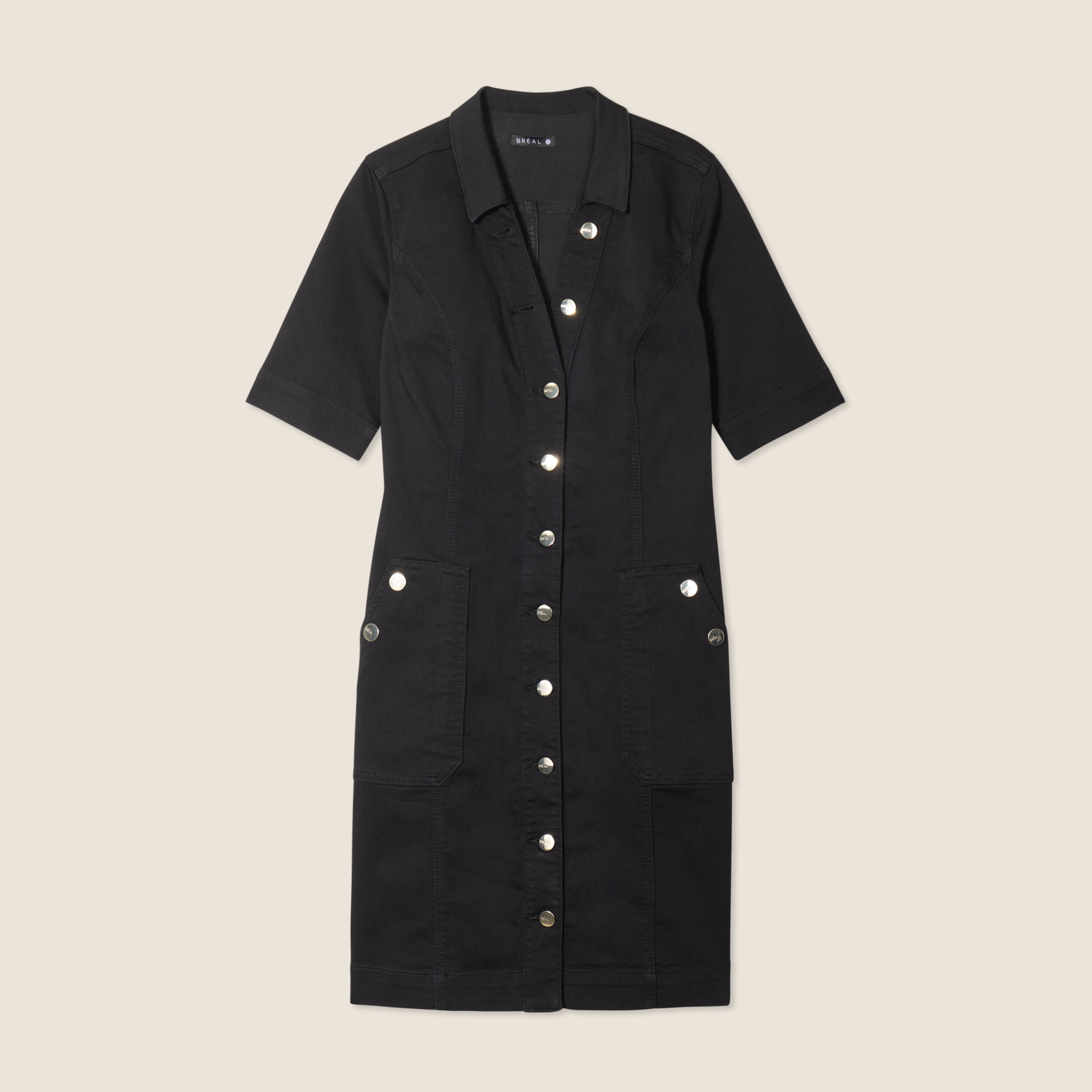 Robe droite en jean noir femme