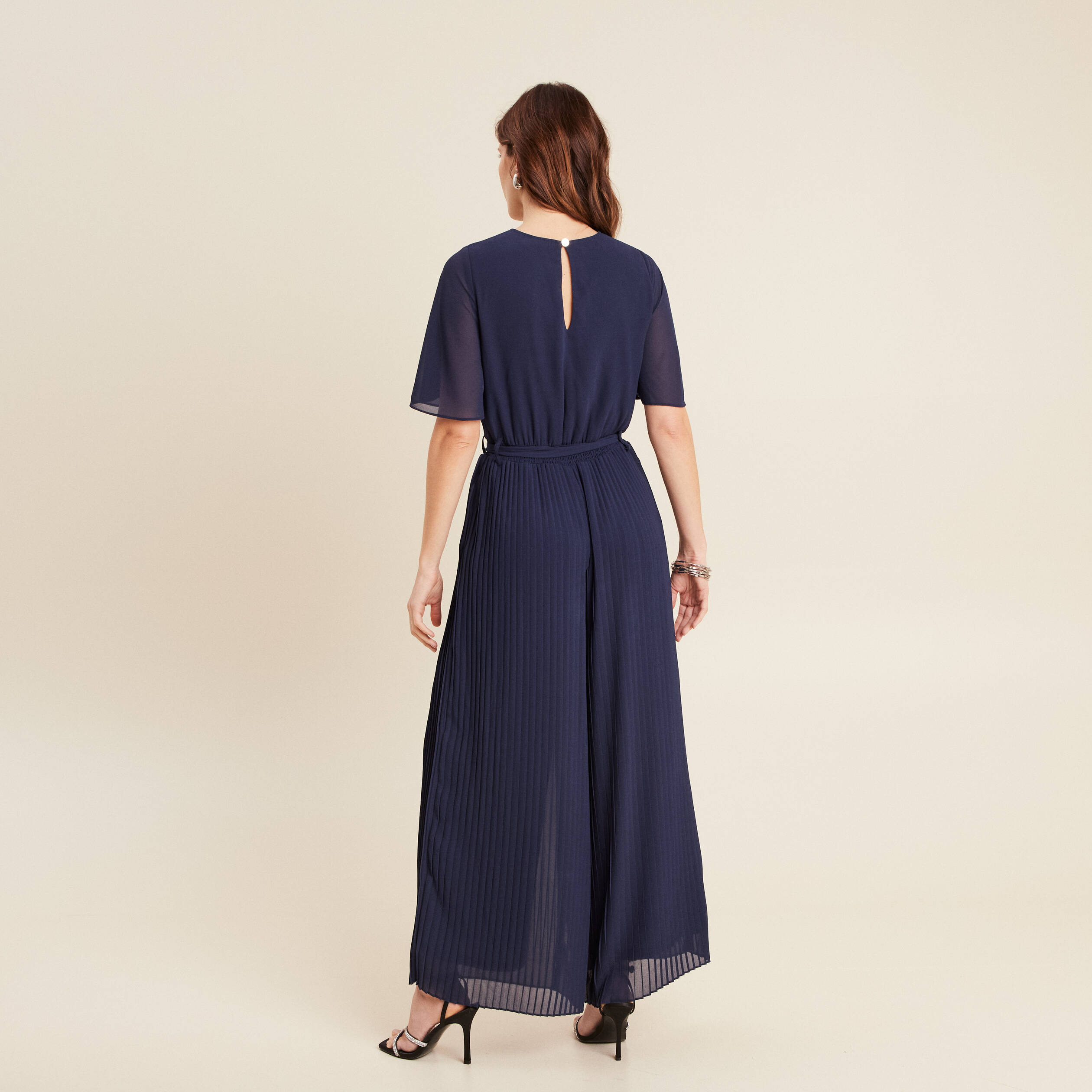 Combinaison pantalon fluide bleu marine femme