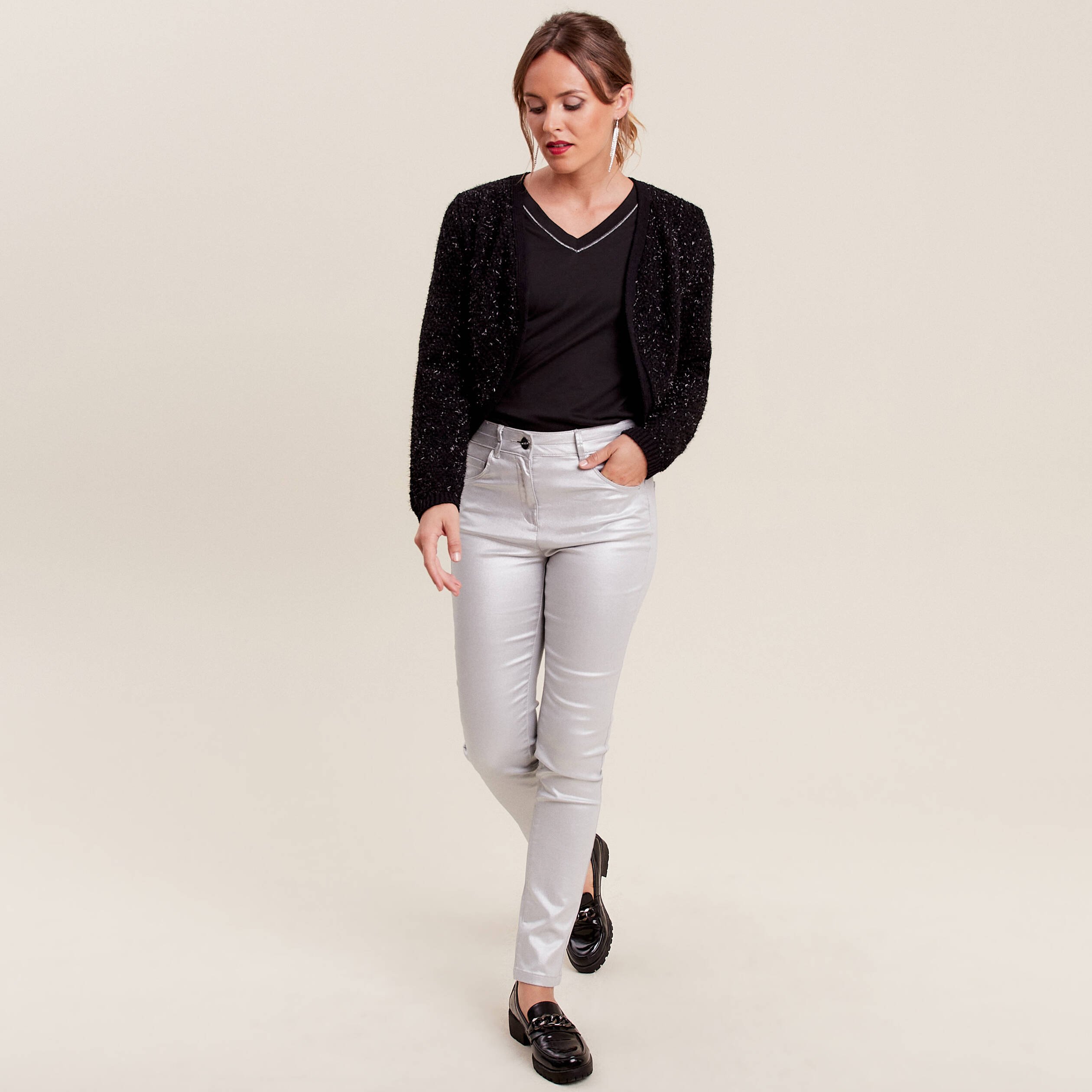 Gilet manches longues noir femme