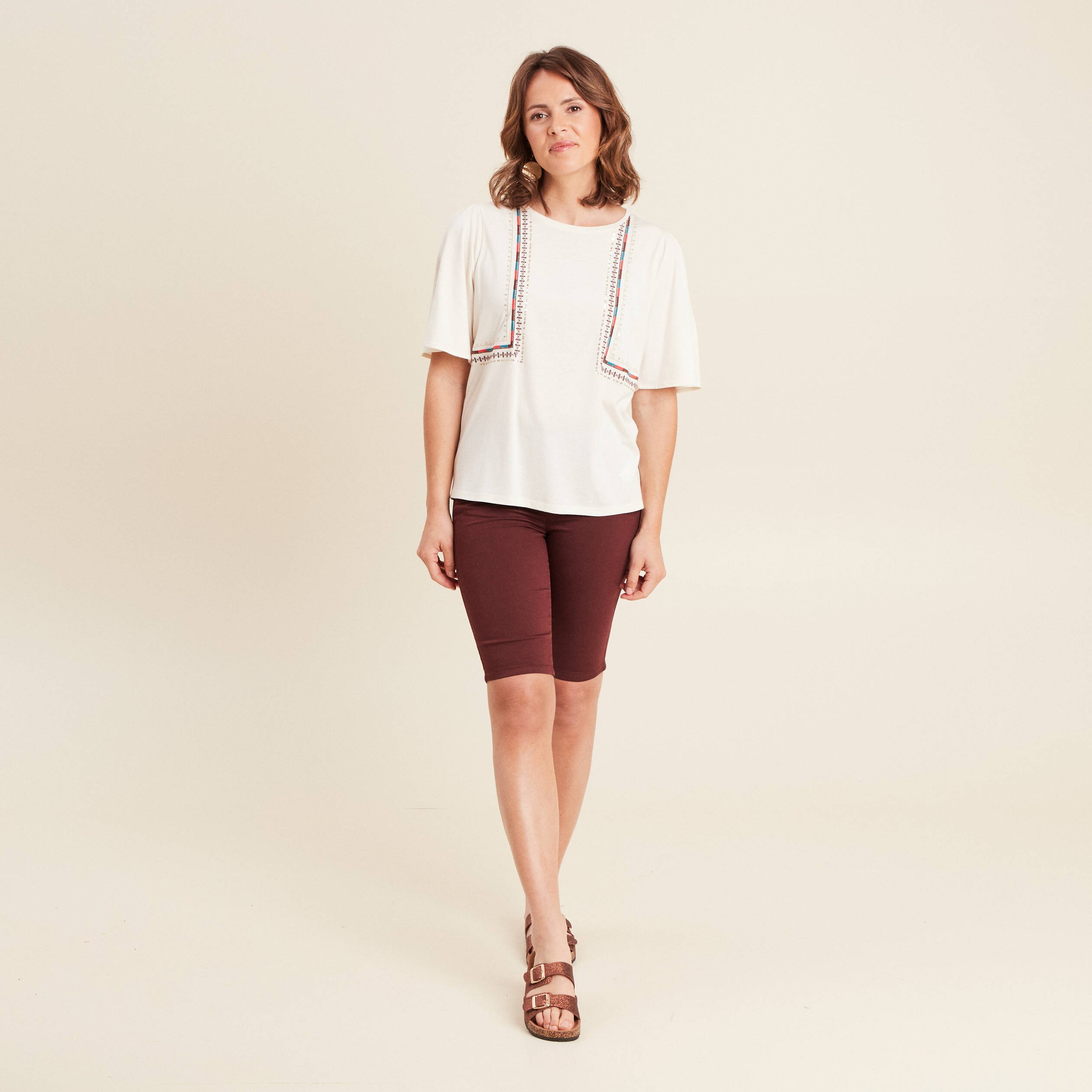 Bermuda magique le Léger bordeaux femme