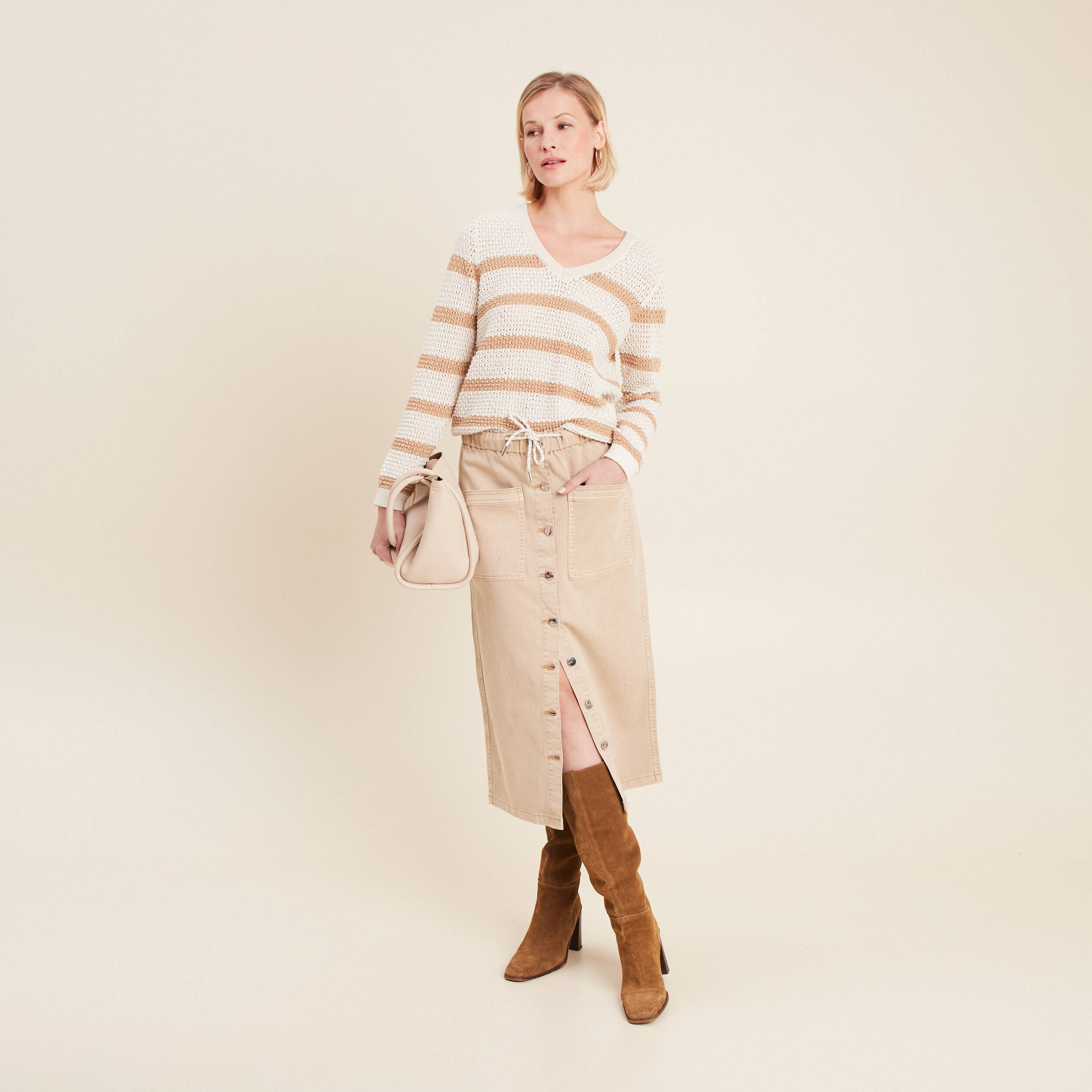Pull manches longues ajouré blanc femme