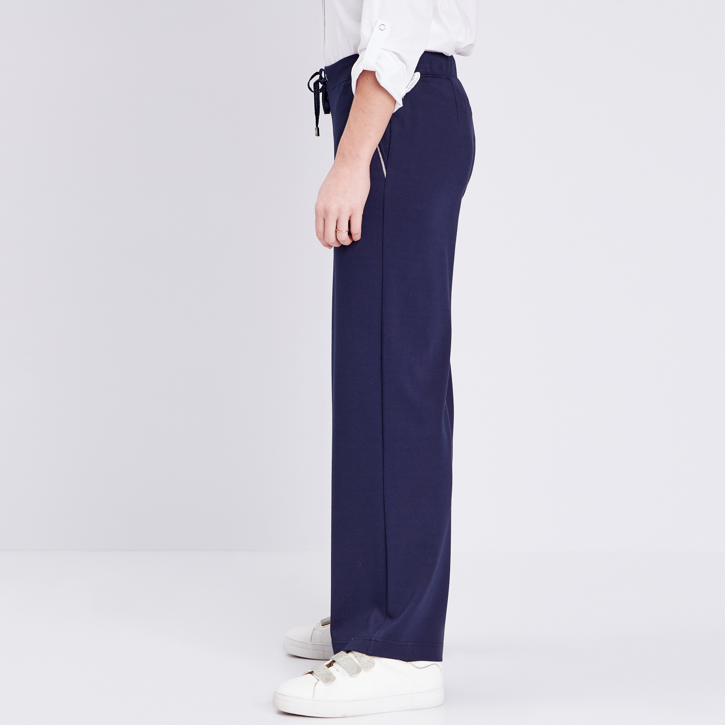 Pantalon flou fluide bleu foncé femme