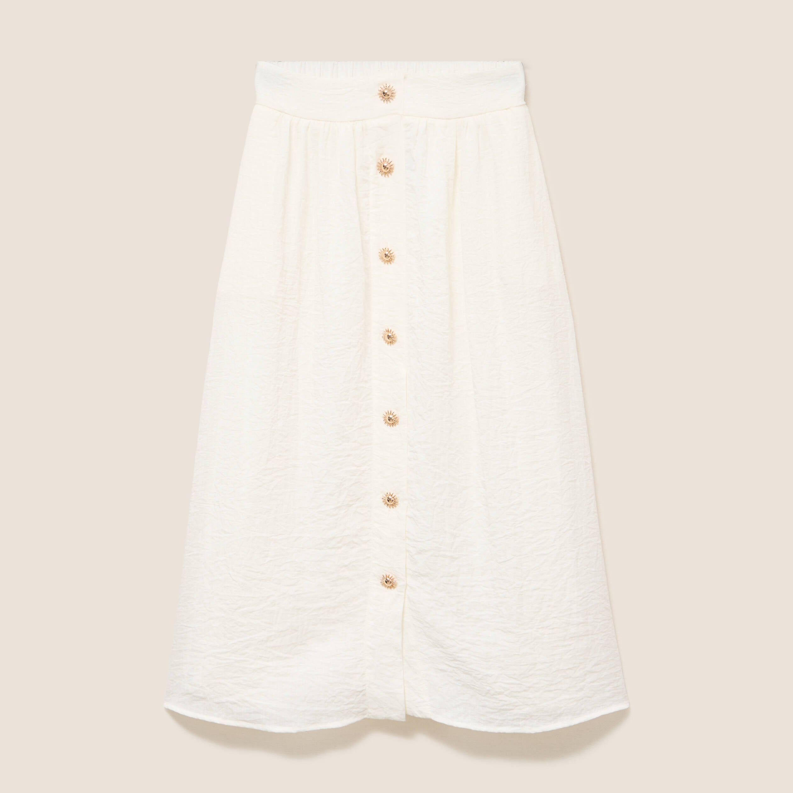 Jupe pliss&eacute;e taille haute doubl&eacute;e ecru femme